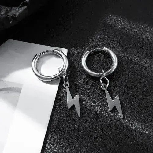 Other 925 Silver Plated Lightning Dangle Drop Earrings for Men Size ONE SIZE - 2 Thumbnail