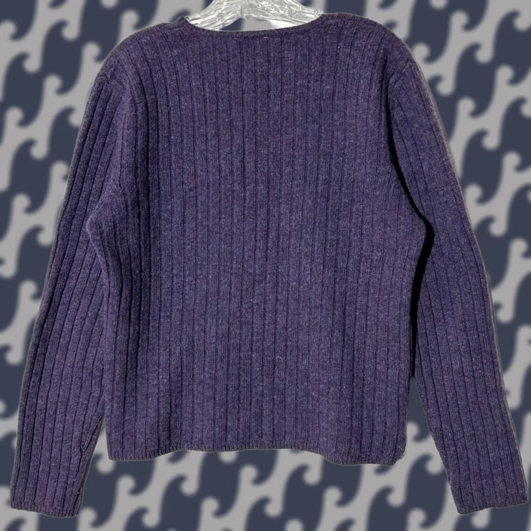 Vintage North Crest Purple Lambswool V-Neck Pullover Sweater Top Women's Large Size L / US 10 / IT 46 - 1 Thumbnail