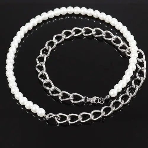 Jewelry Fuax Pearl Chain Link Necklace Size ONE SIZE - 8 Thumbnail