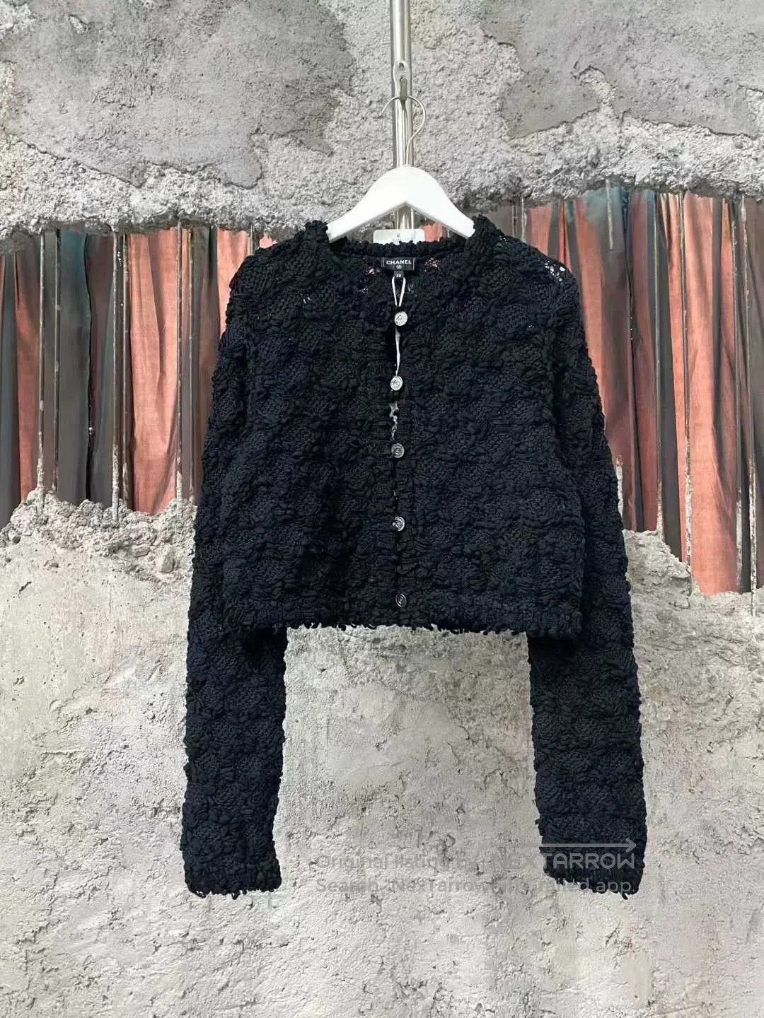 Chanel Chanel Black Woven Cardigan Sweater. Size M / US 6-8 / IT 42-44 - 1 Thumbnail