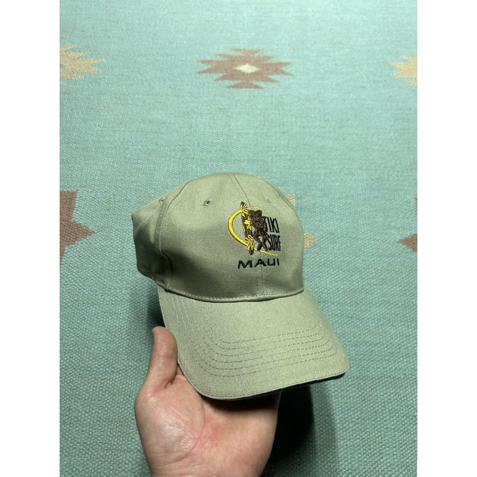 Vintage VINTAGE Ocean Baseball Cap Men Adjustable Beige Maui Hawaii Tiki Surf Beach Ocean Cap Hats Mens Size ONE SIZE - 2 Thumbnail