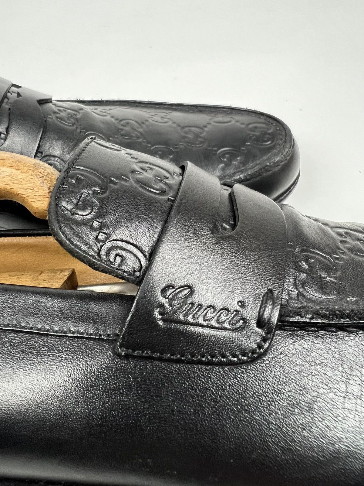 Gucci GUCCI Loafers Leather GG Monogram Canvas Embossed Logo Black Size US 7.5 / EU 40-41 - 10 Thumbnail