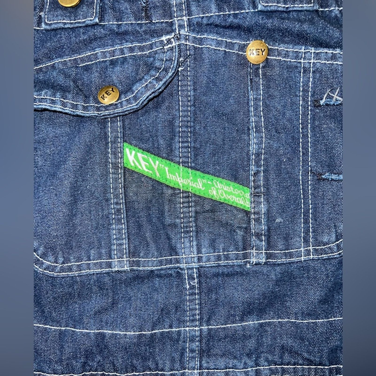 Vintage Funky Vintage KEY Imperial Denim Overalls! Size 34" / US 12 / IT 48 - 3 Thumbnail