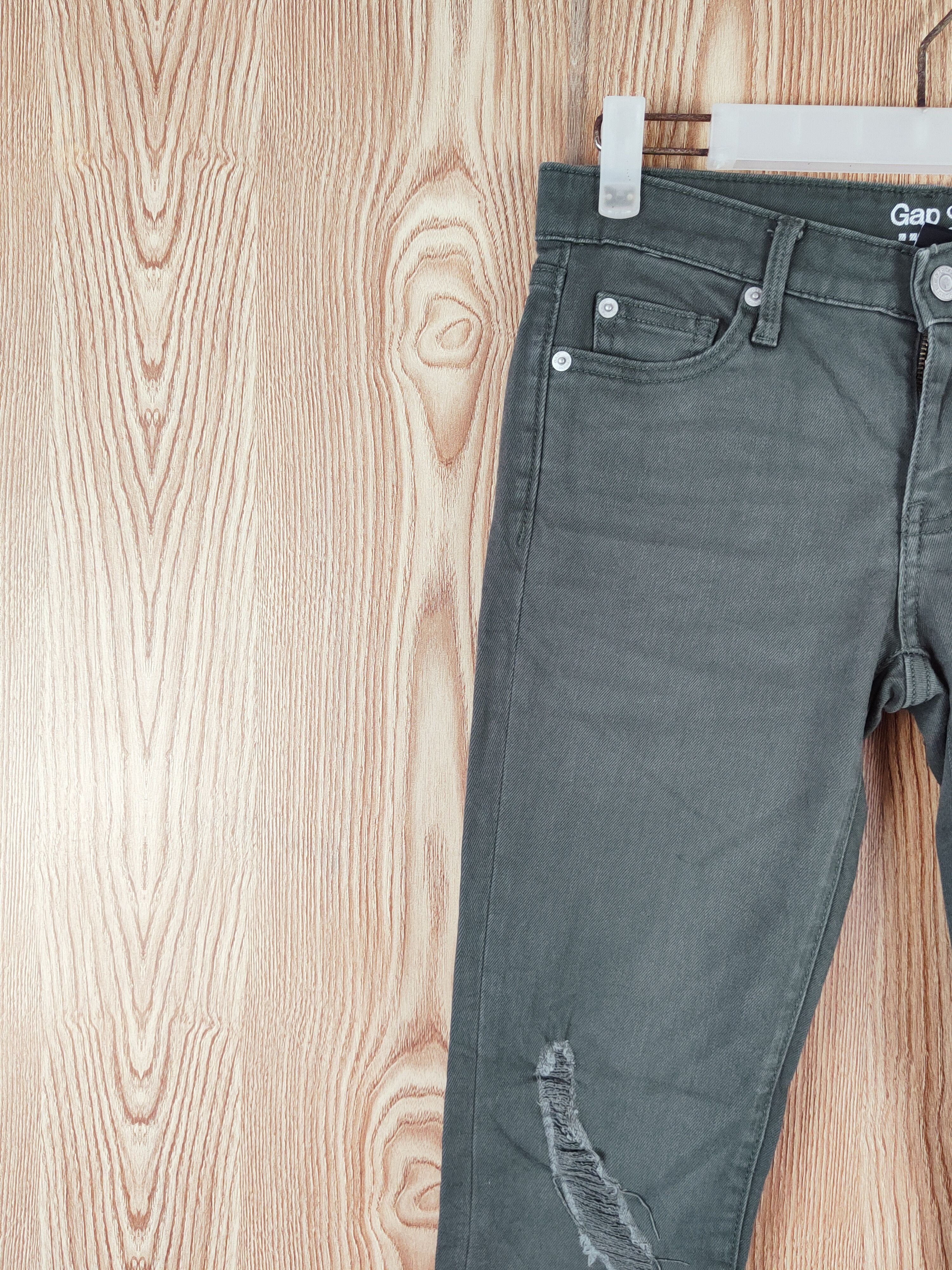 Gap × Vintage Vintage 💥 Gap Green Distressed Ripped Jeans Size 29" - 3 Thumbnail