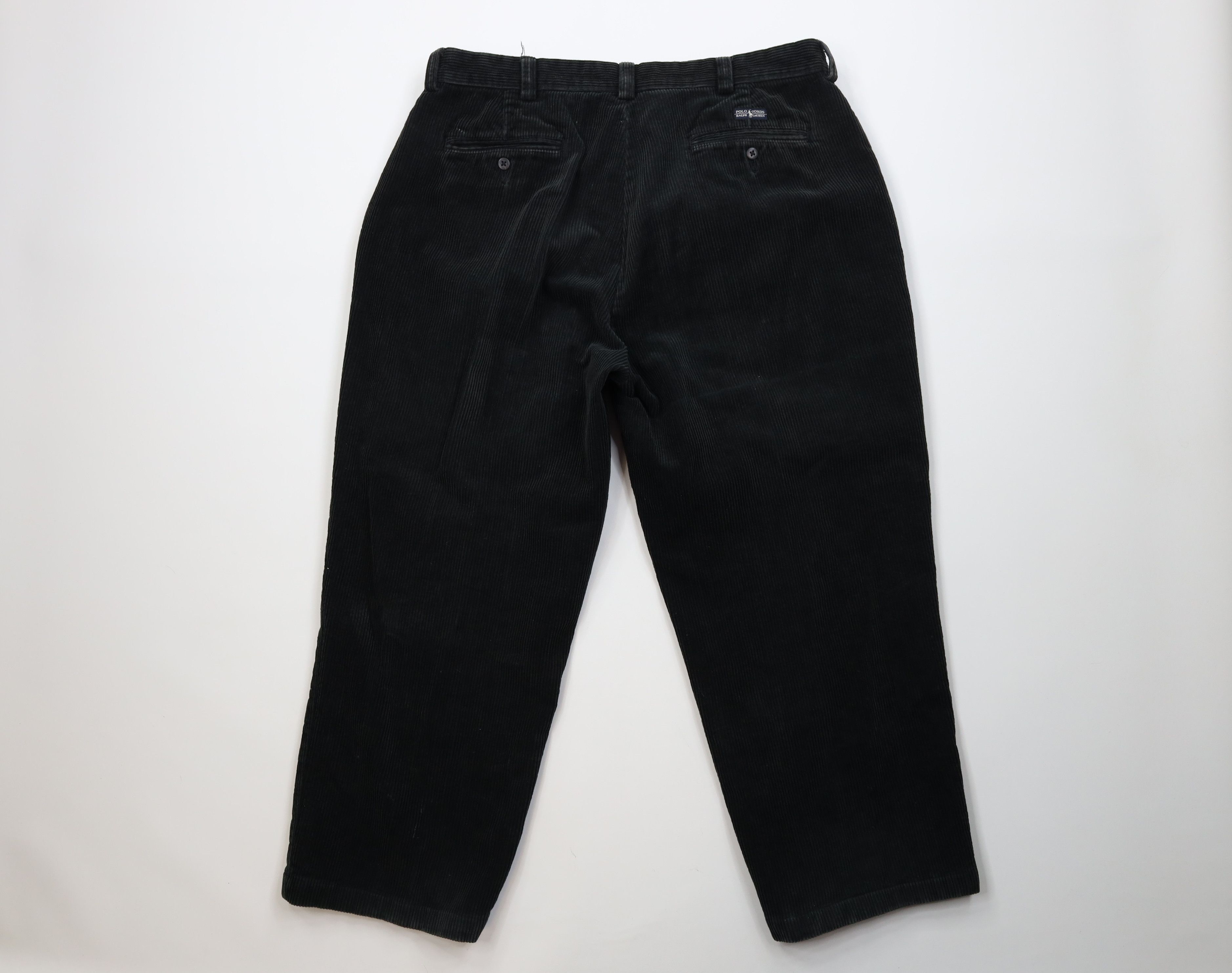 Ralph Lauren Vintage 90s Ralph Lauren Wide Leg Corduroy Chino Pants Black Size US 38 / EU 54 - 11 Thumbnail