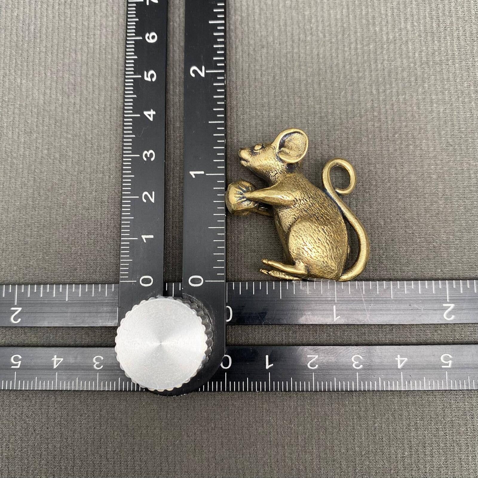 The Unbranded Brand Brass Mouse Figurine Miniature with Nut Size ONE SIZE - 3 Thumbnail