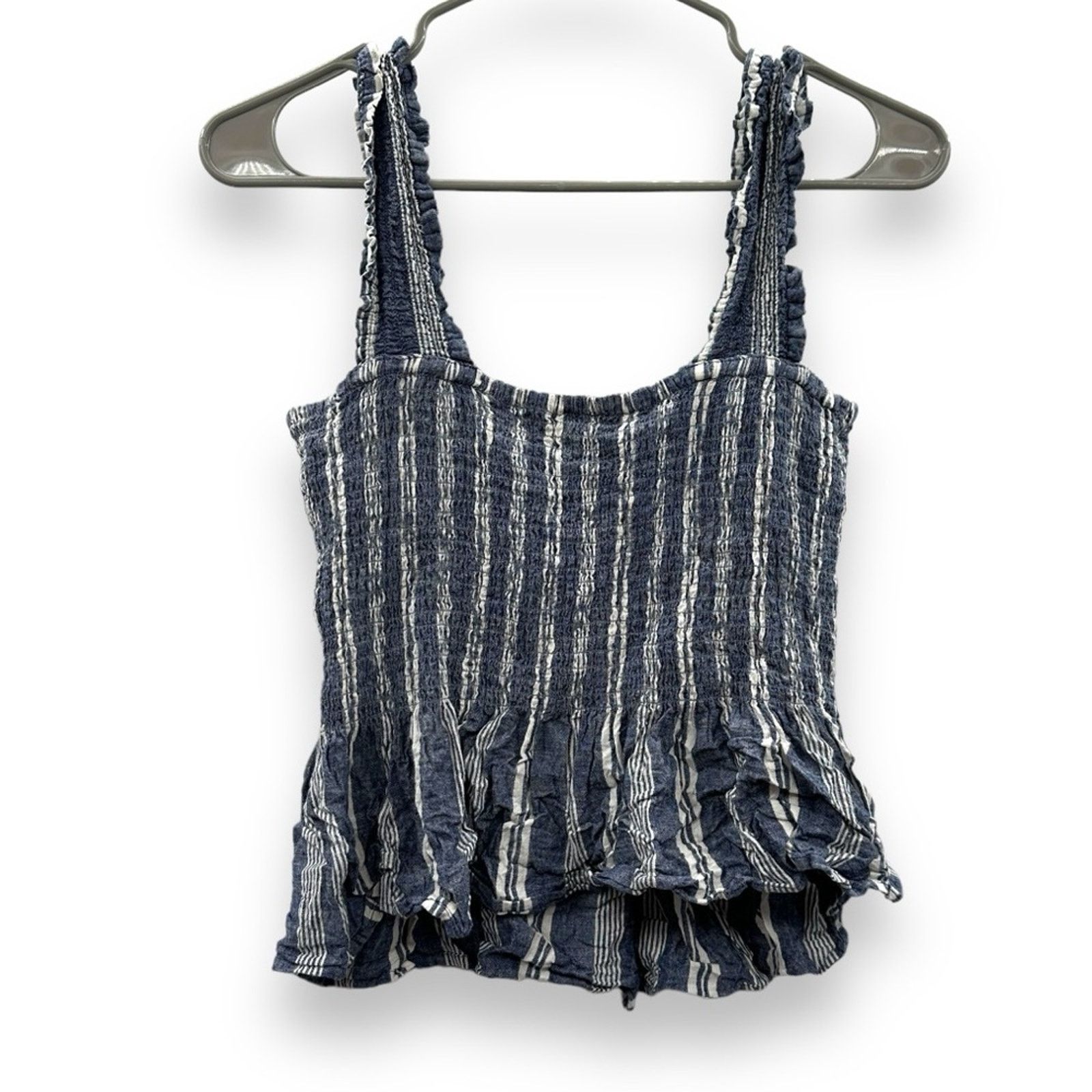Anthropologie Anthropologie Maeve Schuyler Smocked Blue & White Top Sz M Size M / US 6-8 / IT 42-44 - 3 Thumbnail