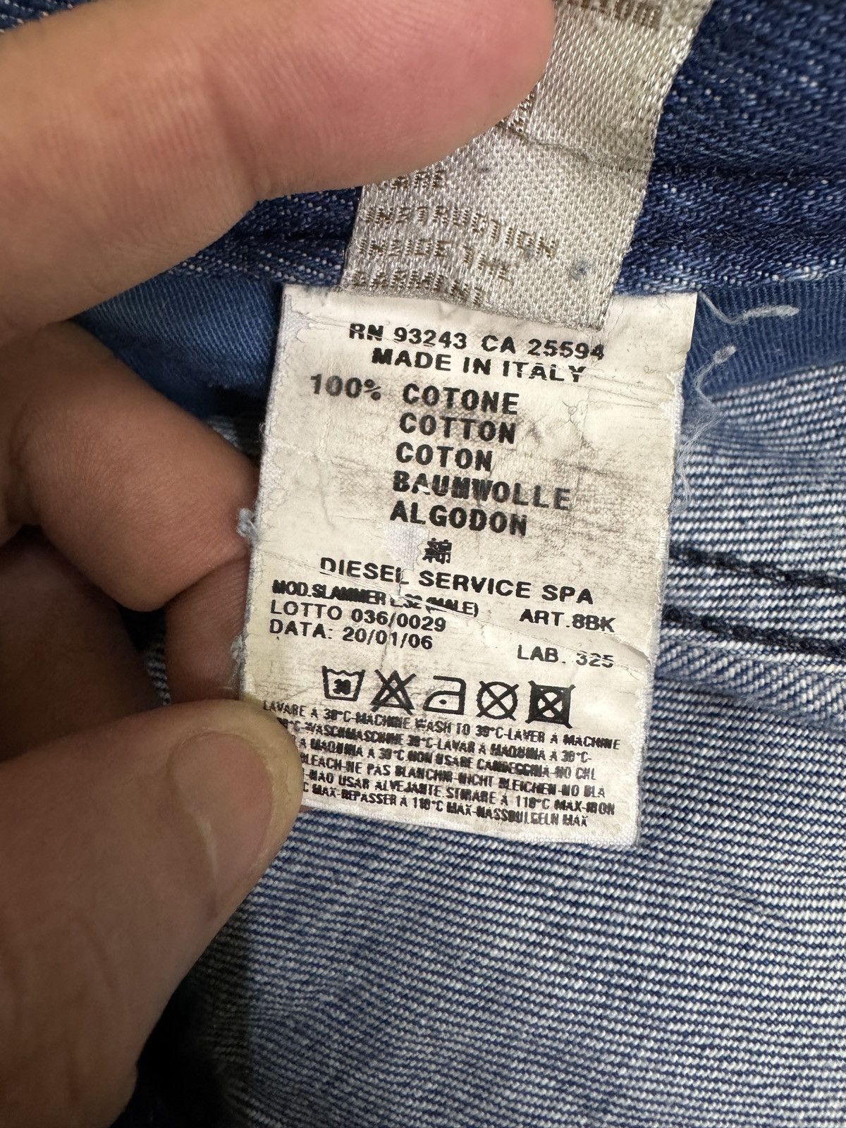 Diesel Diesel Slammer Blue Distressed Zipper Back Pocket Jeans Men Size US 31 - 17 Thumbnail