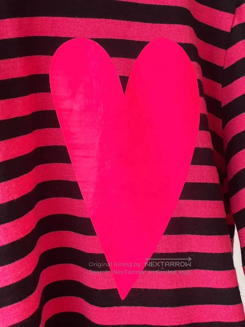 Comme des Garcons Comme Des Garcons Red and Black Striped Big Heart Knit Swe Size M / US 6-8 / IT 42-44 - 4 Thumbnail