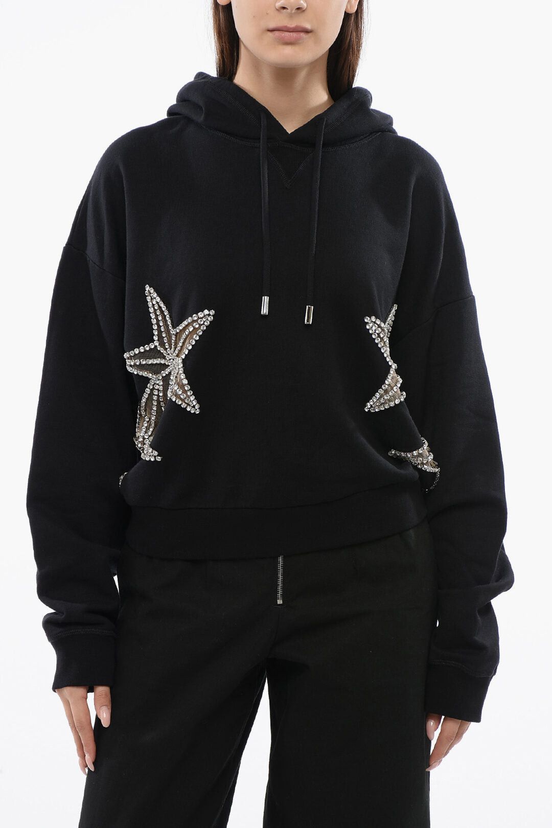 Hoodie STAR with See-Through Inserts and Crystals