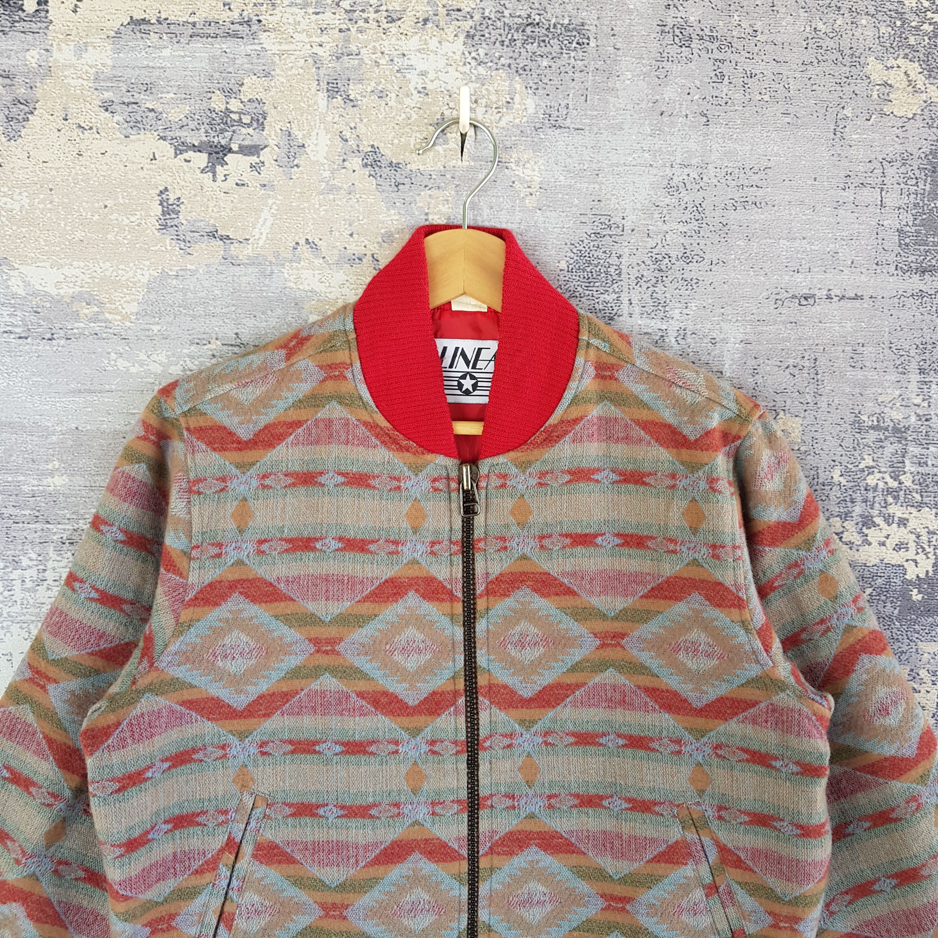 Japanese Brand × Vintage Vintage Japanese Linea Varsity Jacket Navajo Wool Jacket Size US M / EU 48-50 / 2 - 2 Thumbnail