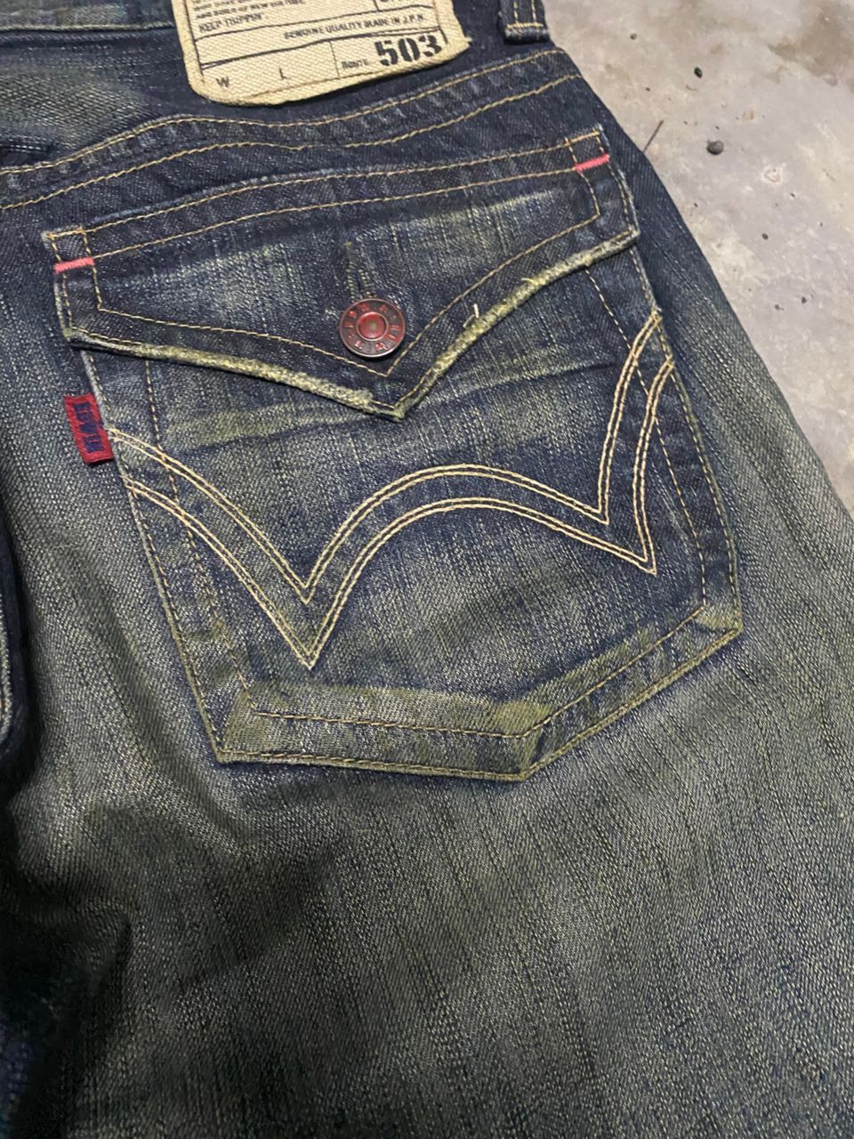 If Six Was Nine 💥FLARE💥 VINTAGE EDWIN BLUE TRIP DISTRESSED DENIM Size US 34 / EU 50 - 4 Thumbnail