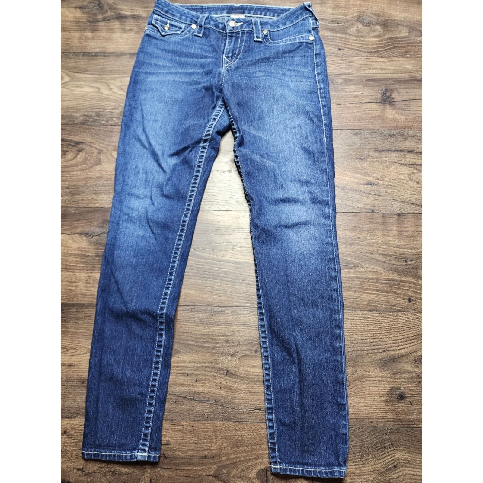 True Religion True Religion Jeans Women 29 Mid Rise Legging Denim Blue Stretch Rhinestones Womens Size 29" - 4 Thumbnail