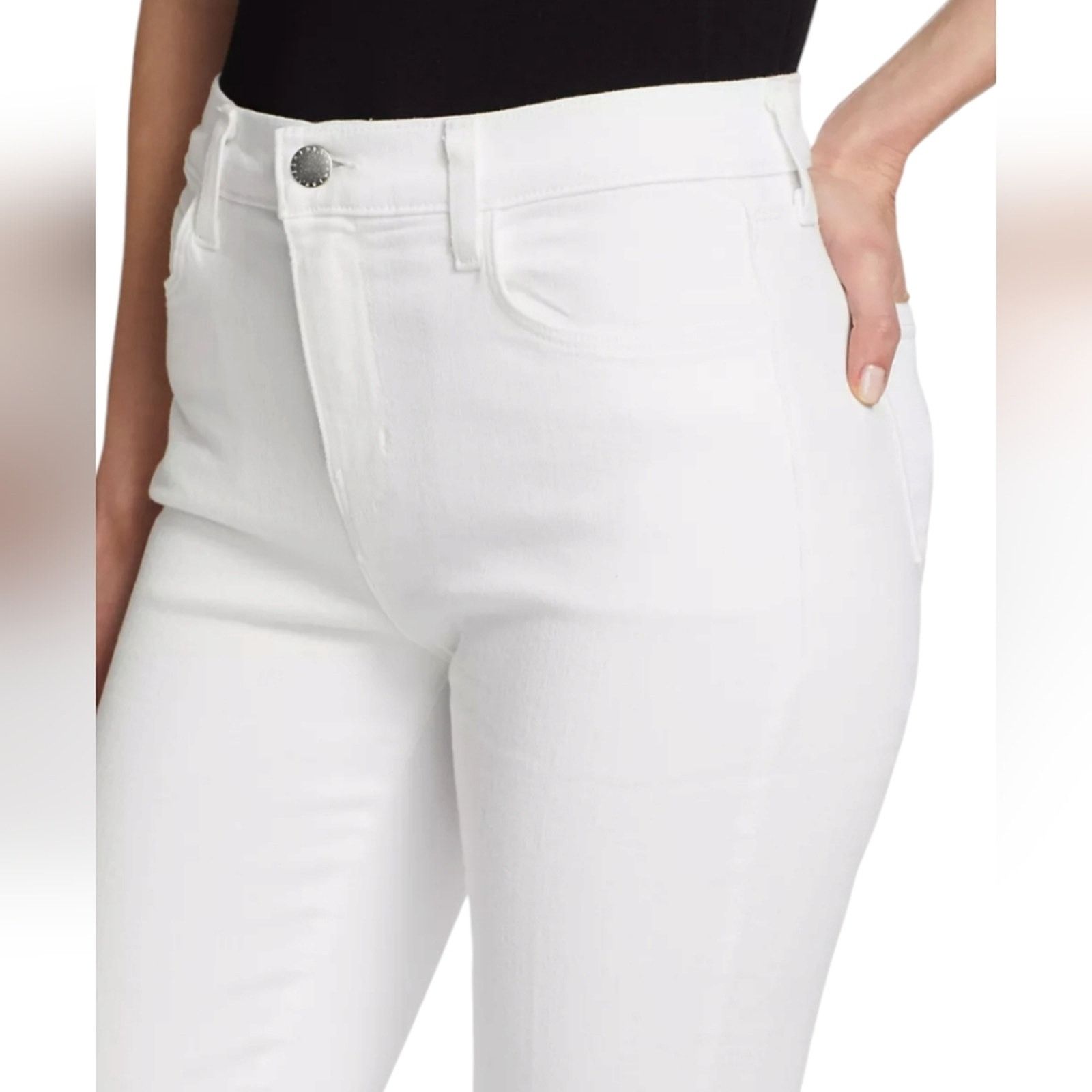 L'AGENCE L'Agence Sada Crop Slim Leg High Rise White Jeans 24 Size 24" / US 00 / IT 34 - 8 Thumbnail