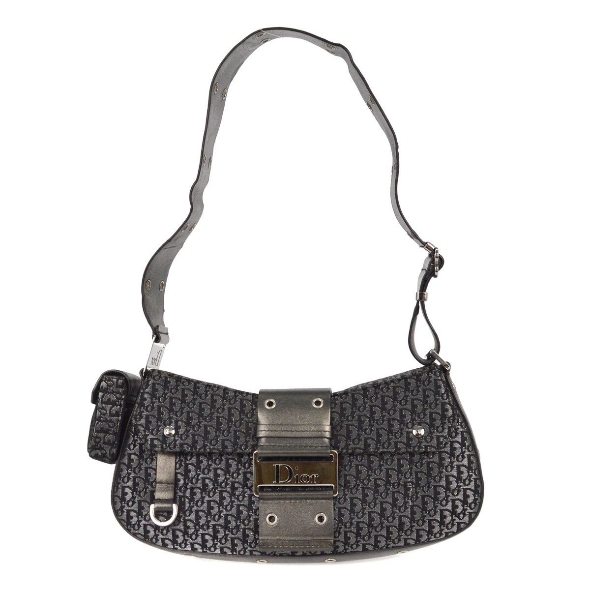 Christian Dior Vintage Street Chic Columbus Bag Diorissimo Canvas with Leather