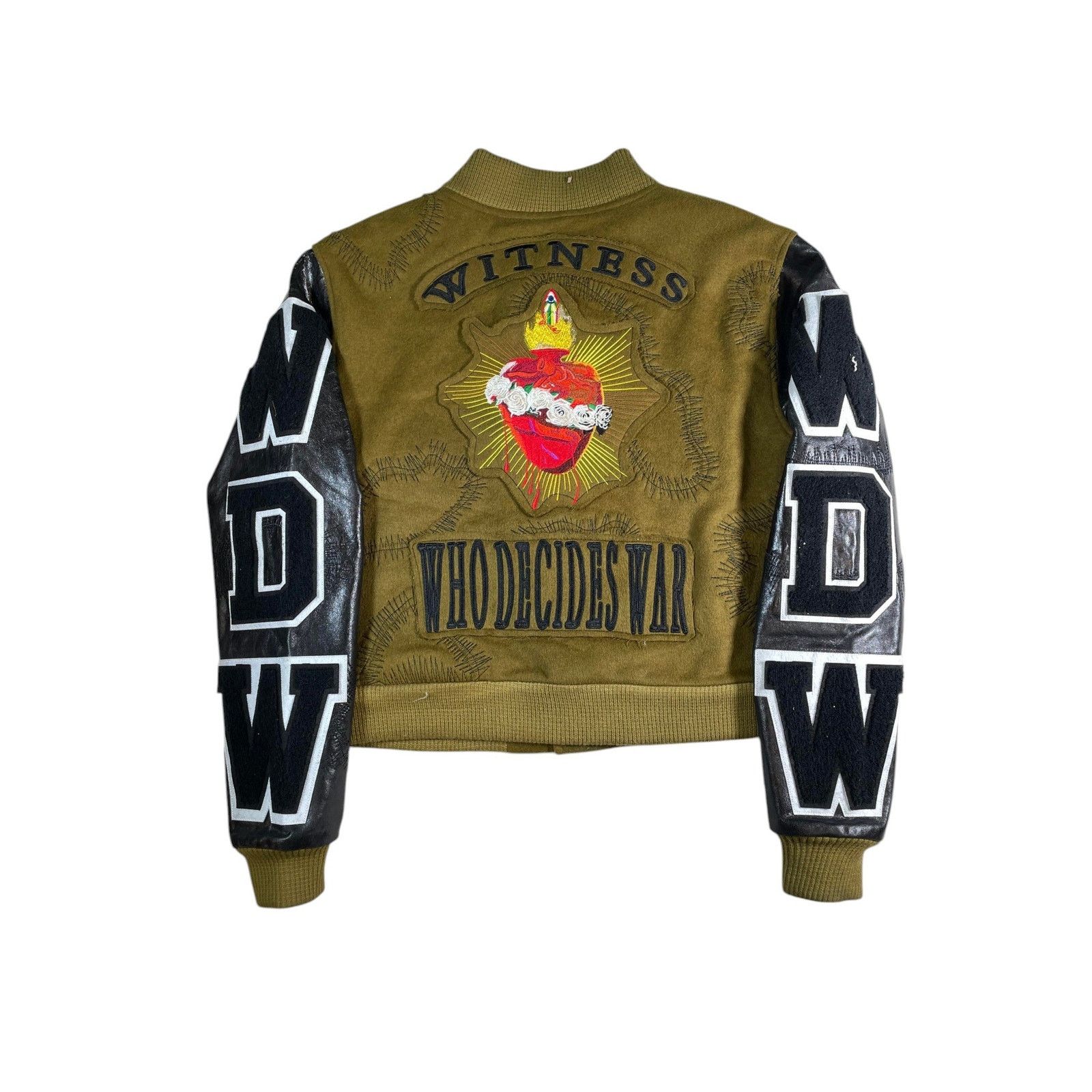 Who Decides War Who Decides War Patchwork Olive Varsity Jacket Size US M / EU 48-50 / 2 - 2 Thumbnail