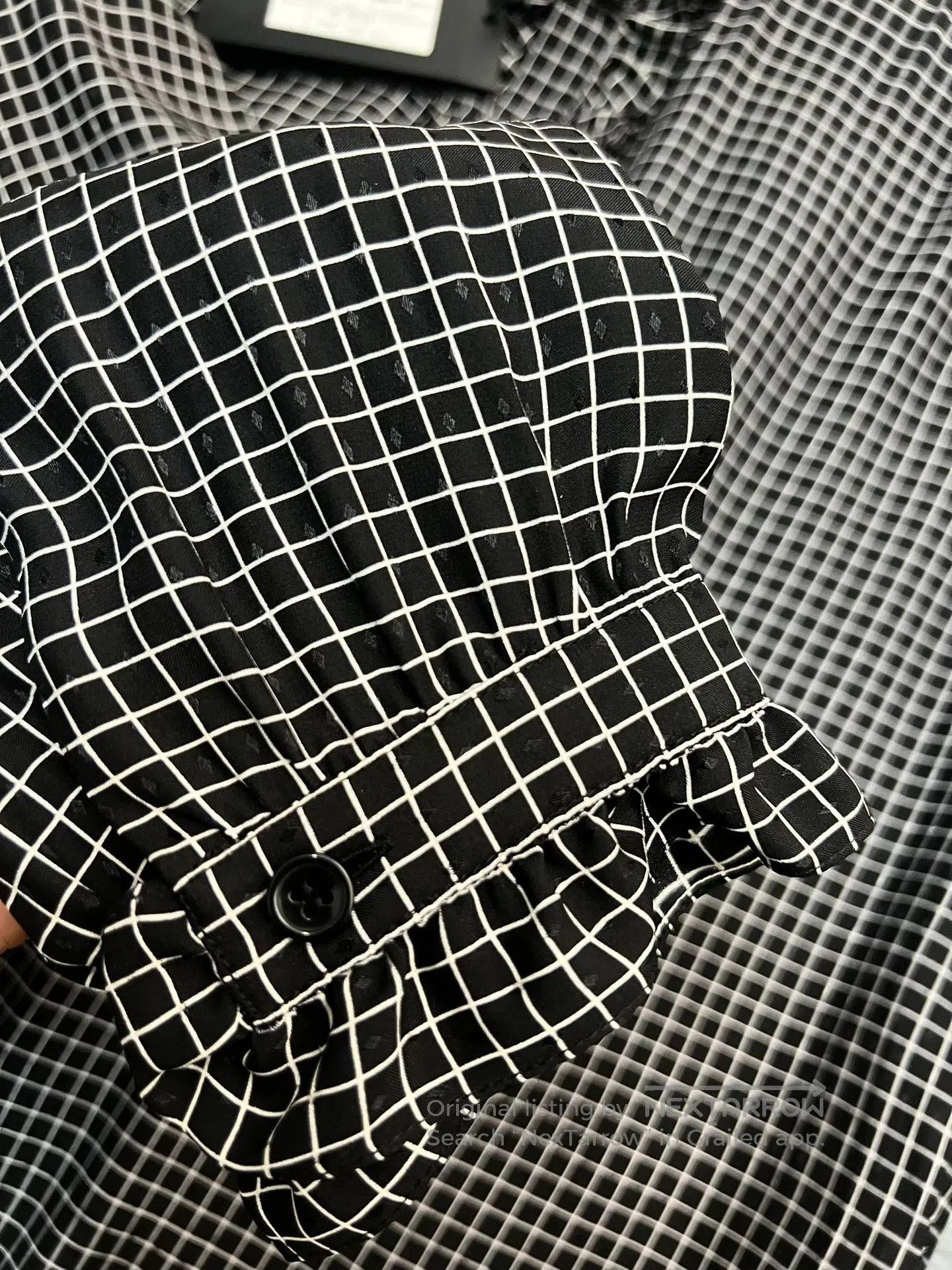 Saint Laurent Paris Saint Laurent SLP 2022 Runway Ruffled Grid Silk Shirt. Size S / US 4 / IT 40 - 5 Thumbnail