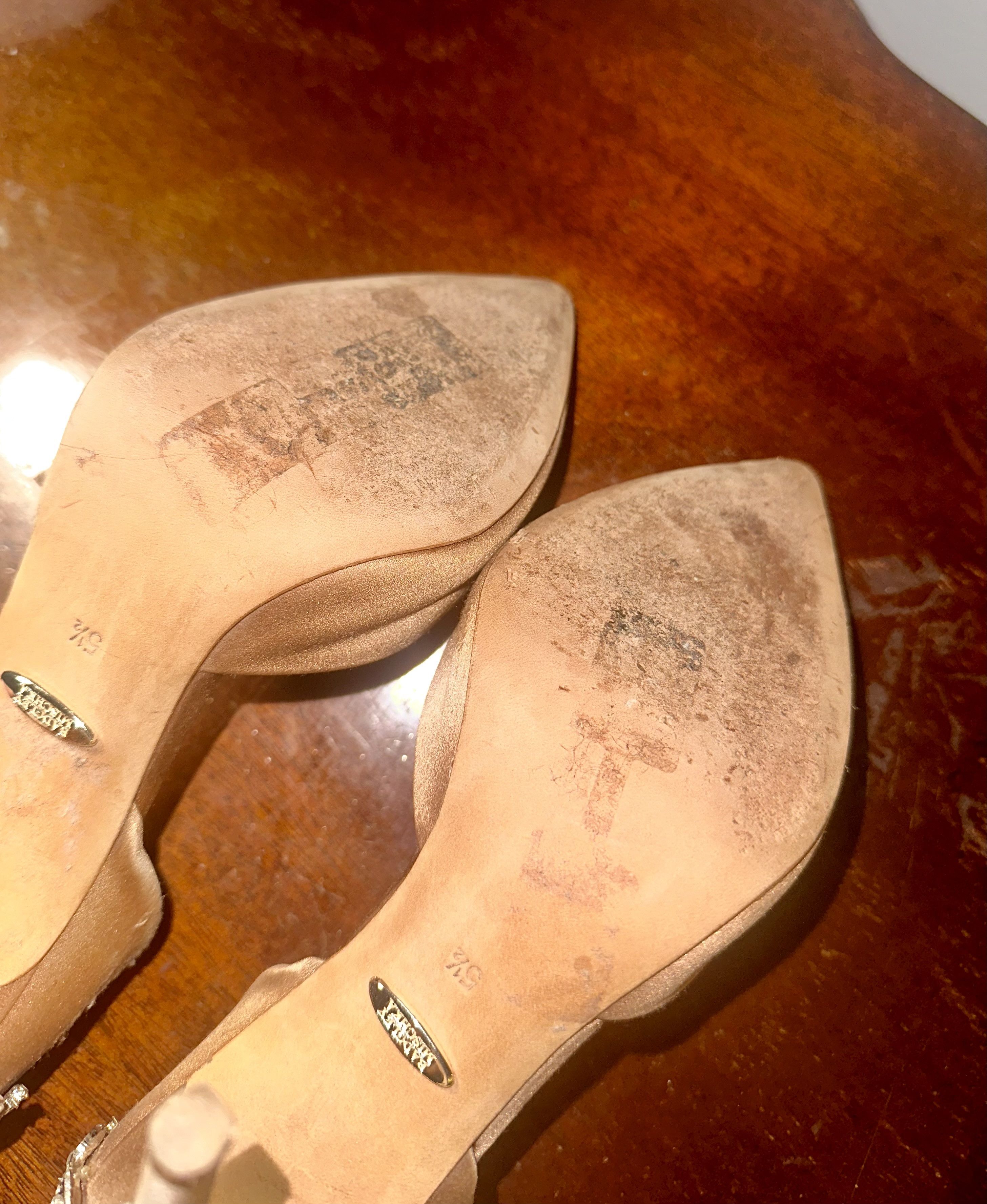 Badgley Mischka Satin Embellished Heels Size US 5.5 / IT 35.5 - 5 Thumbnail