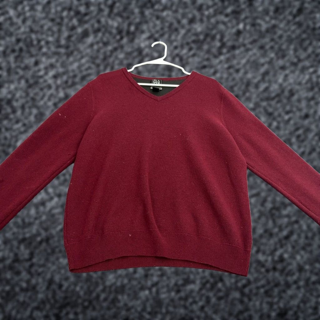 Jos. A. Bank Jos A Bank Sweater Mens L Burgundy Merino Wool Travel Tech V Neck Classic Size US L / EU 52-54 / 3 - 1 Thumbnail