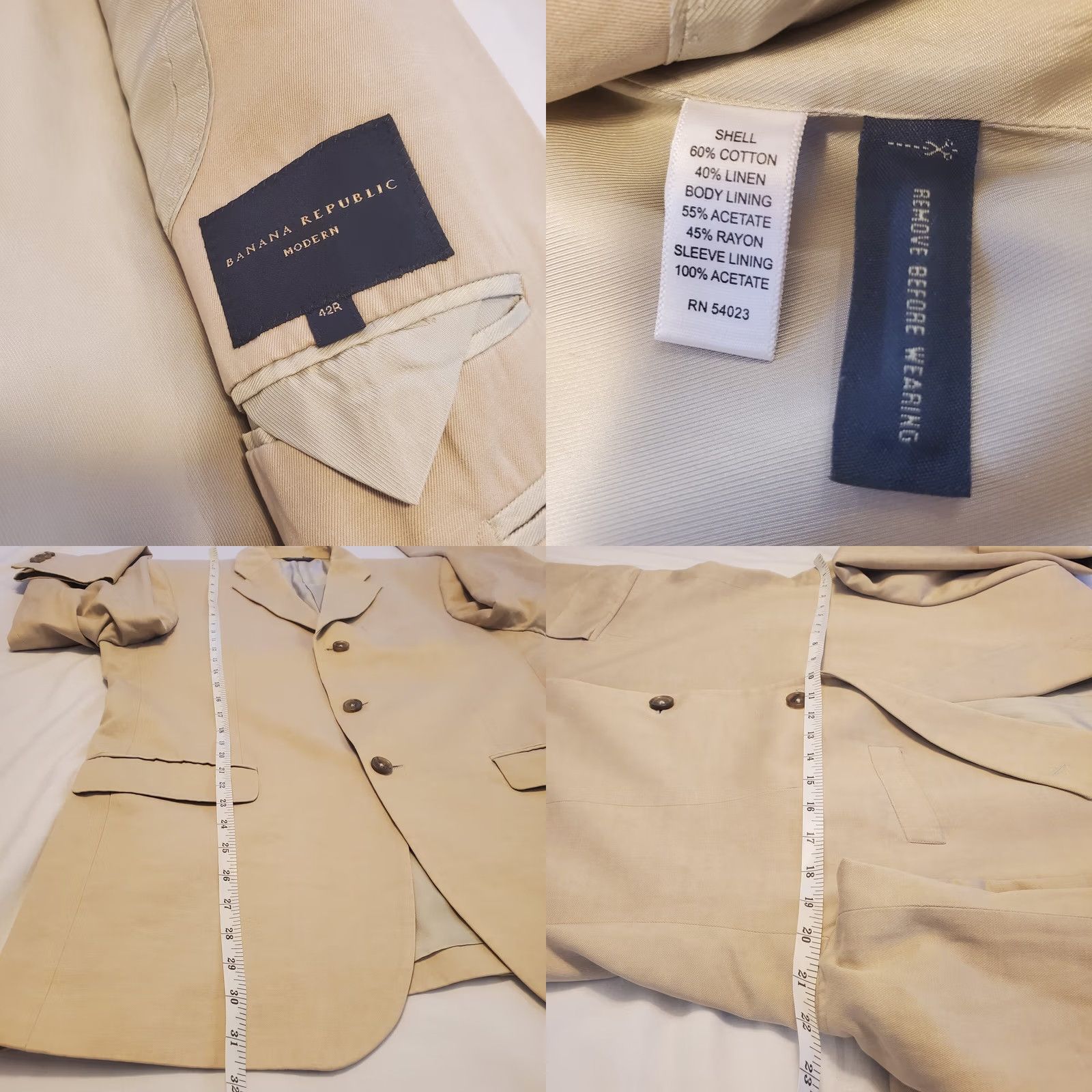 Banana Republic Banana Republic Blazer Jacket 42R - Tan Tweed Sports Coat - Mens Business Casual Size 42R - 8 Thumbnail