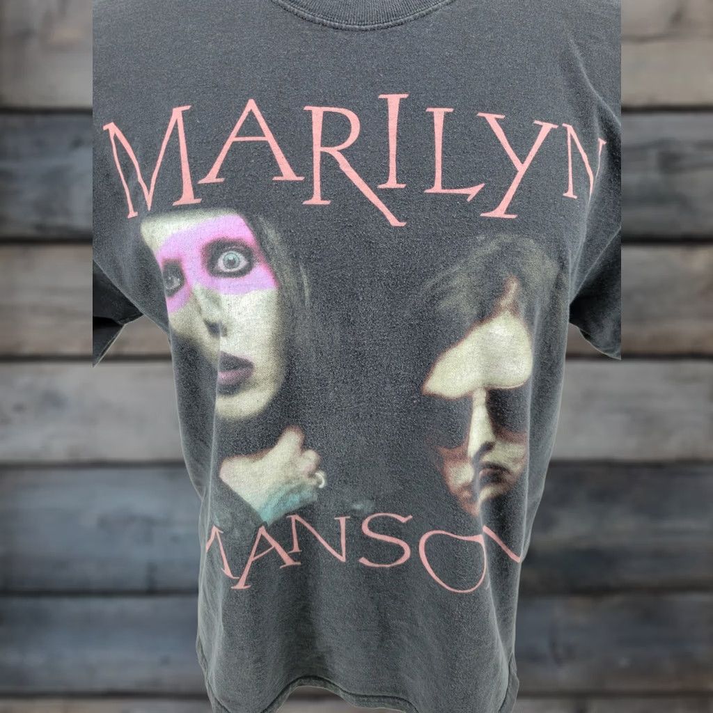 Hanes VINTAGE Marilyn Manson T Shirt LRG Twiggy Ramirez Graphic Hanes Heavyweight Tee Mens Size US XL / EU 56 / 4 - 1 Thumbnail