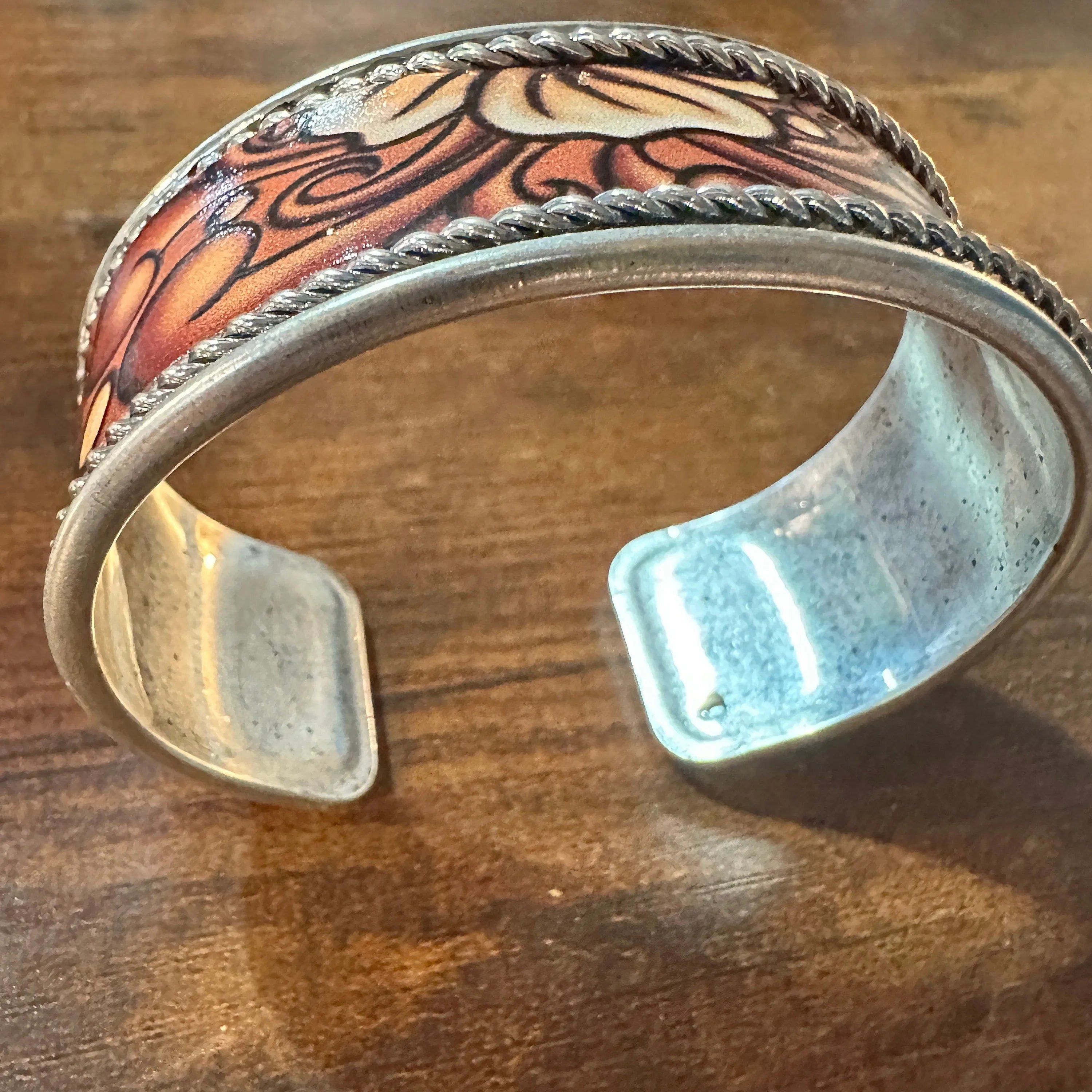 Other Handcrafted Boho Western Floral Scroll Lace Wide Cuff Bracel Size ONE SIZE - 5 Thumbnail