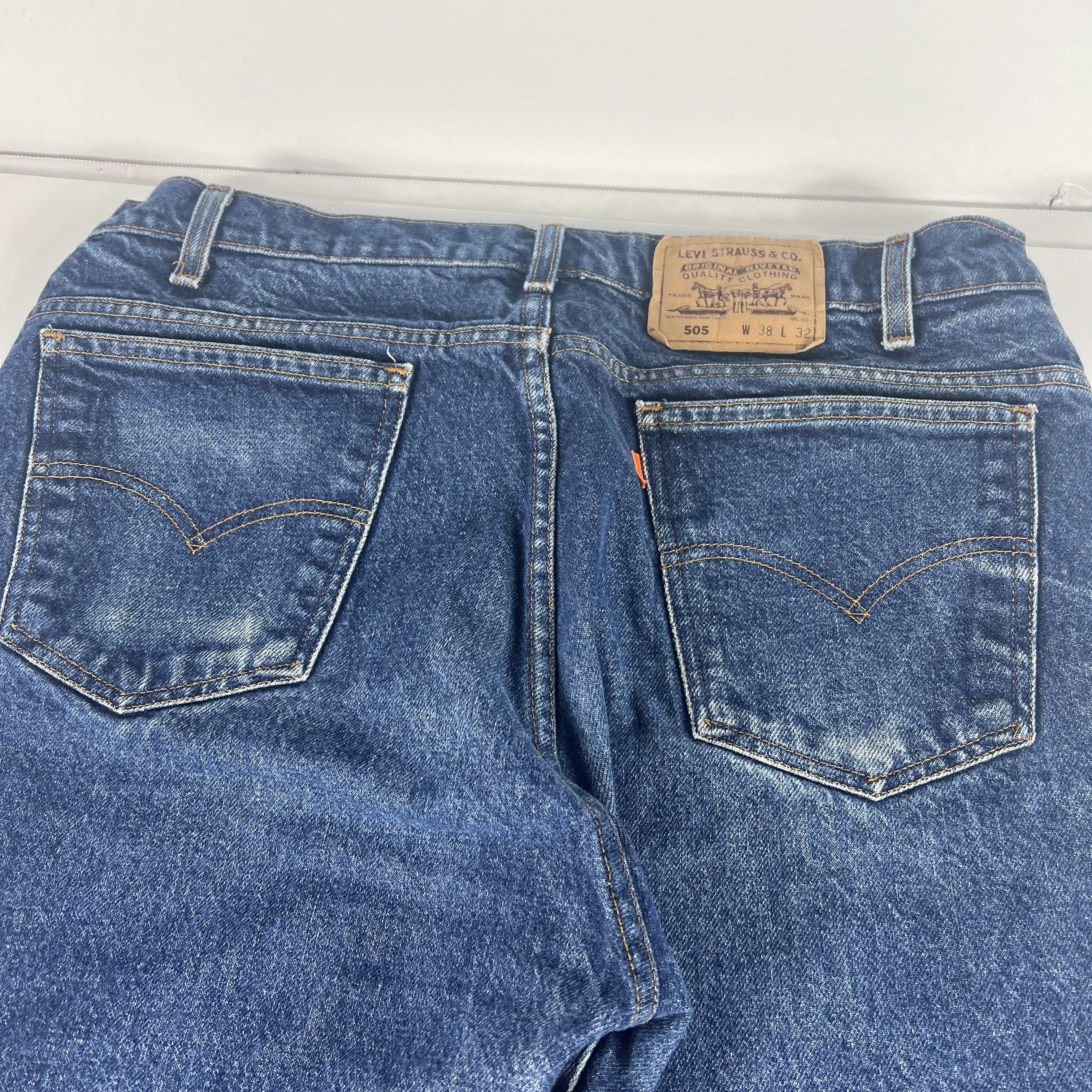 Levi's × Vintage VTG 90s Levi's Jean 505 Straight Dark Blue Denim Orange Tab Size US 37 - 10 Thumbnail