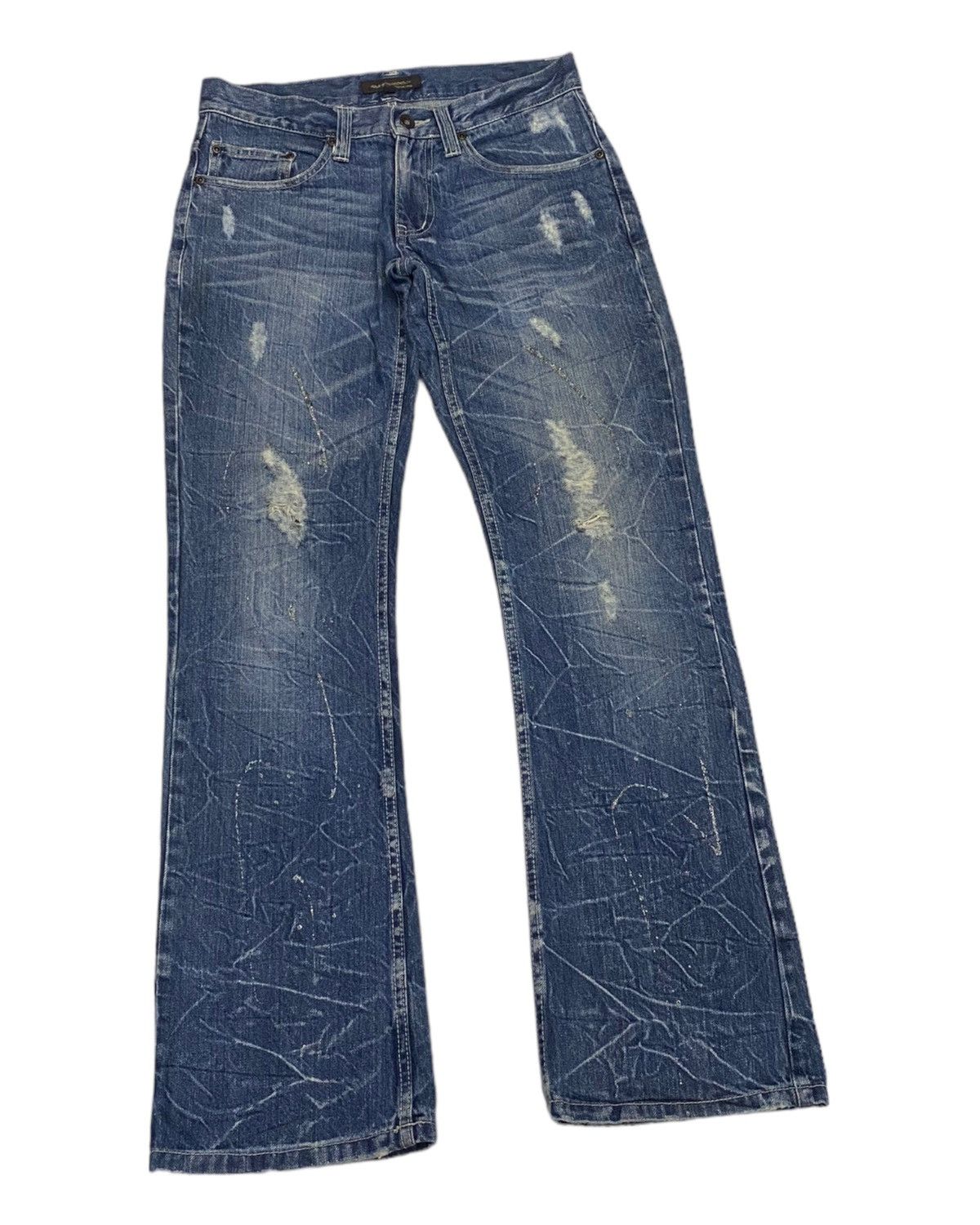 Japanese Brand FLARED JEANS RIPS DISTRESS JAPANESE BRAND UNDERCOVER STYLE Size US 30 / EU 46 - 2 Thumbnail