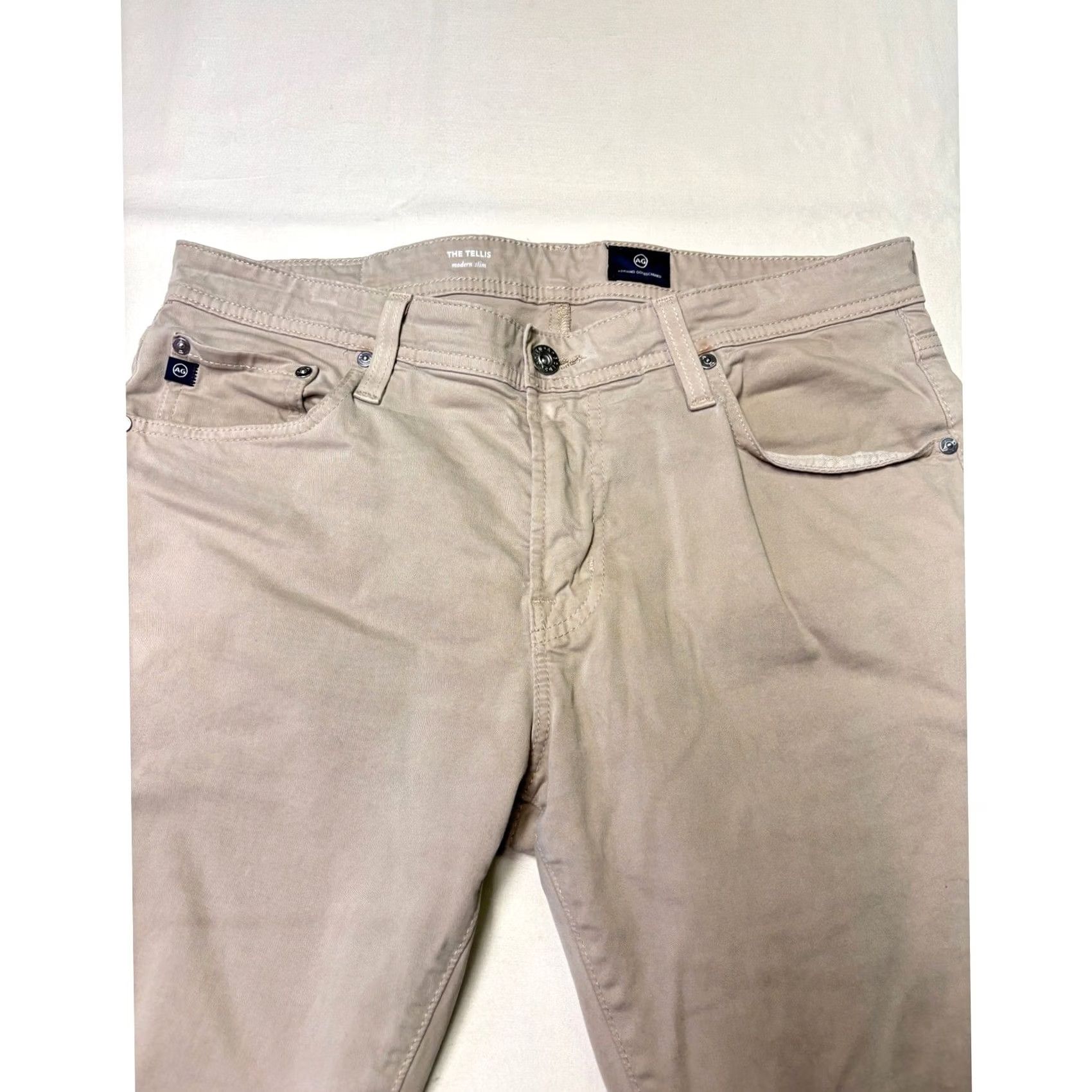 Vintage AG Adriano Goldschmied The Tellis Modern Slim Pants 33x29 Tan Khaki Size US 33 - 2 Thumbnail