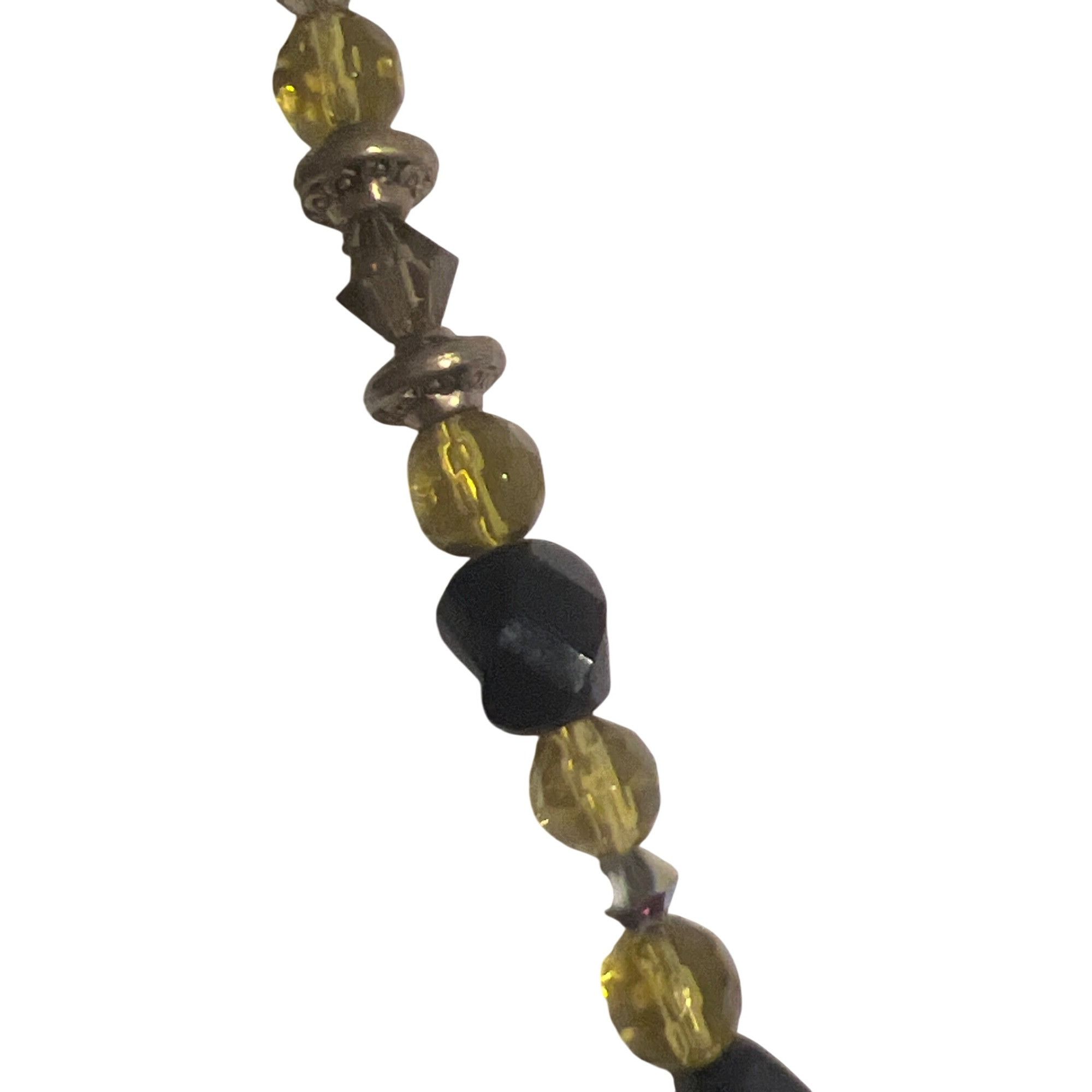 Other Vintage Black Gold Glass Bead Necklace Cross Pendant Toggle Size ONE SIZE - 3 Thumbnail