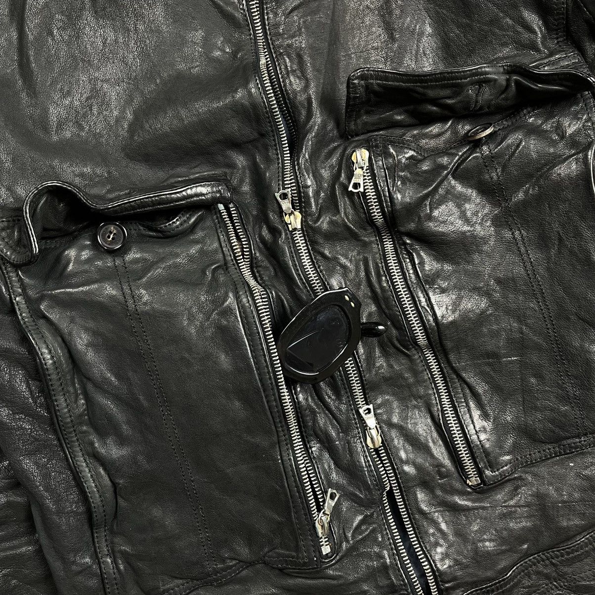 Neil Barrett Neil Barret wrinkled leather jacket fur collar Size US S / EU 44-46 / 1 - 10 Thumbnail