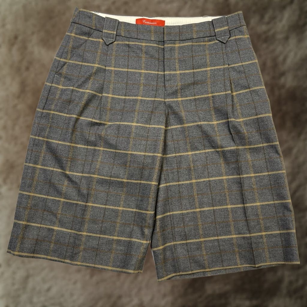 Anthropologie Cartonnier Shorts Bermuda 6 Gray Flannel Plaid Women Classic 80s 90s City Preppy Golf Walking Wrist 34x13.5 Mens Womens Girls Size 28" / US 6 / IT 42 - 1 Thumbnail