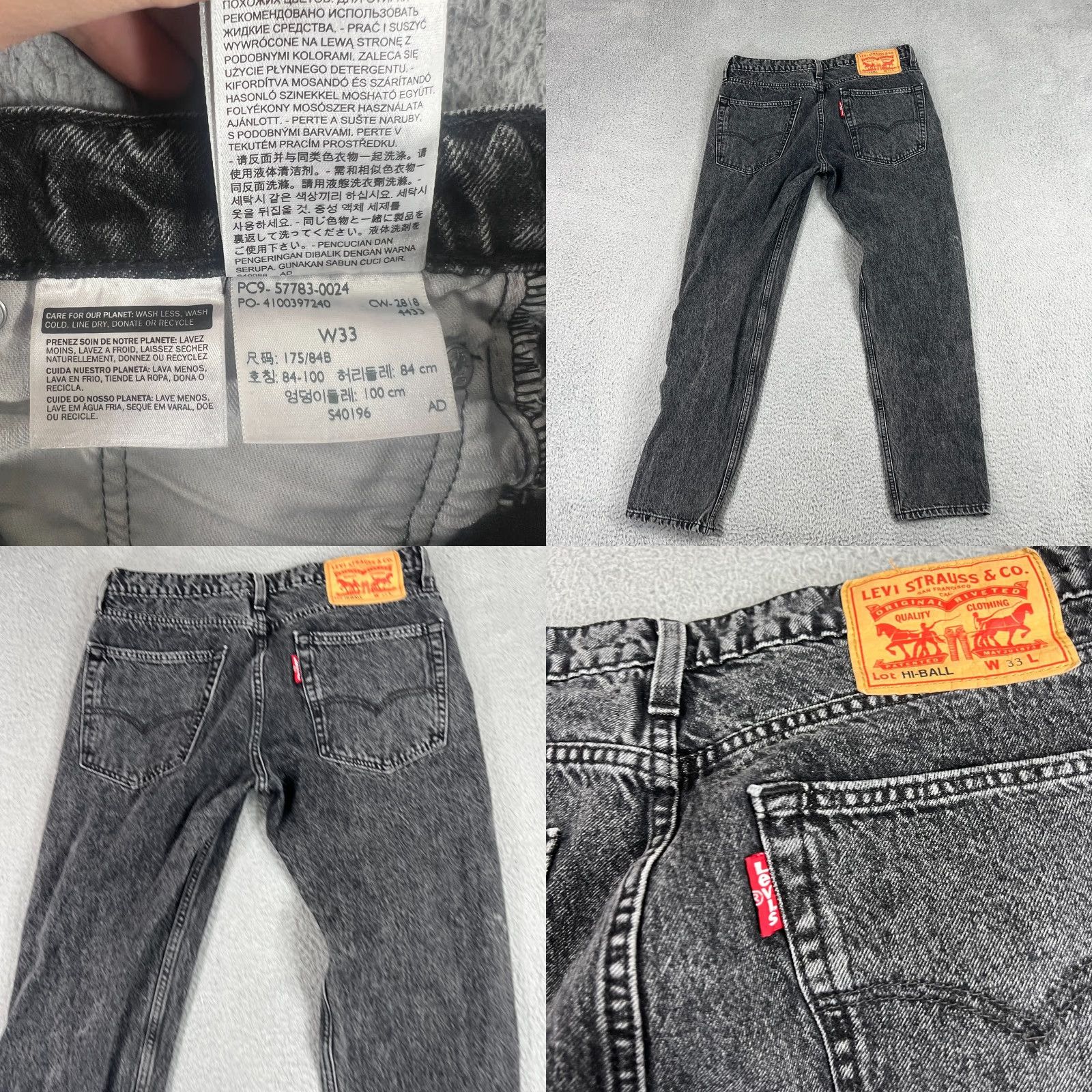 Levi's VINTAGE Levi's Hi Ball Jeans Men 33 Dark Black 33 Denim 5-Pocket Design High Rise Regular Tapered USA 90s Retro Levis Hi-Ball Mens Jeans Size US 33 - 8 Thumbnail