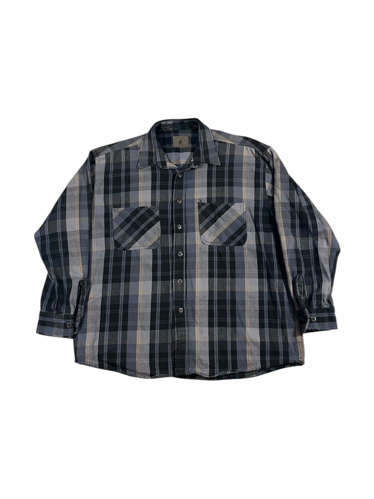 Vintage Vintage Y2K Woven Cotton Flannel Shirt Grey Blue Size US XL / EU 56 / 4 - 1 Thumbnail