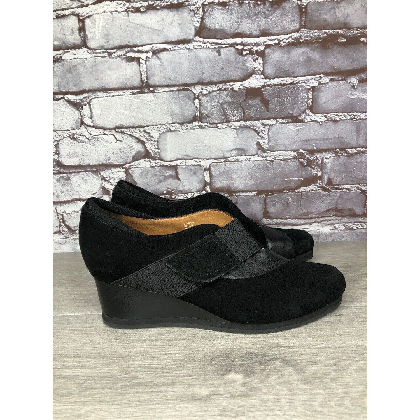 Other Earthies Bondy Black Suede Leather Strap Wedge Booties Women Size US 9 / IT 39 - 3 Thumbnail