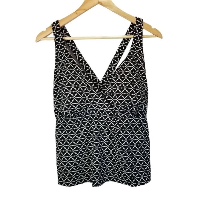 Lands End Land's End Swimsuit Tankini Black and White Geometric 18W ...