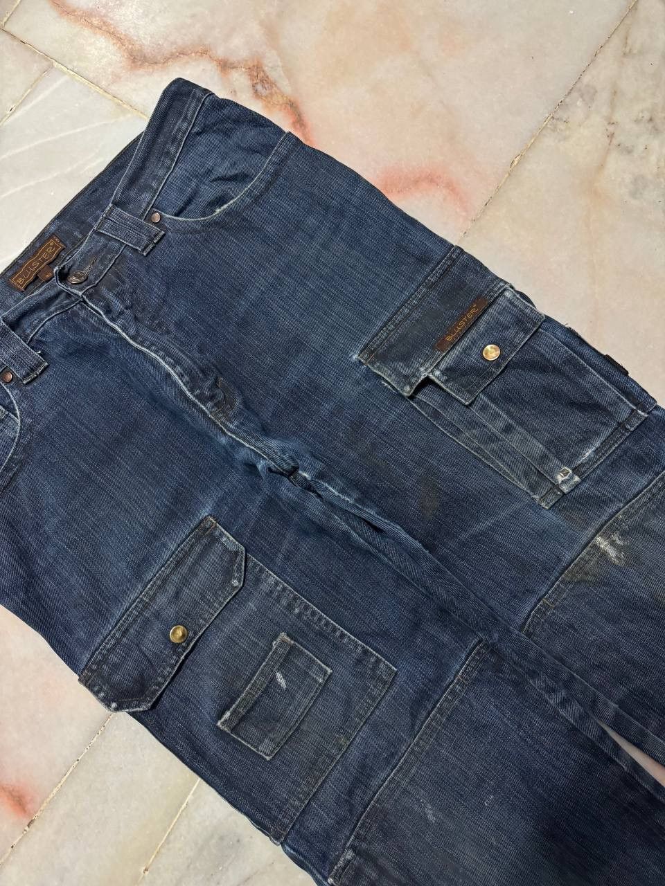 Rusty Trashed💥Vtg Bluster Multipocket Double Knee Distressed Jean Size US 31 - 8 Thumbnail