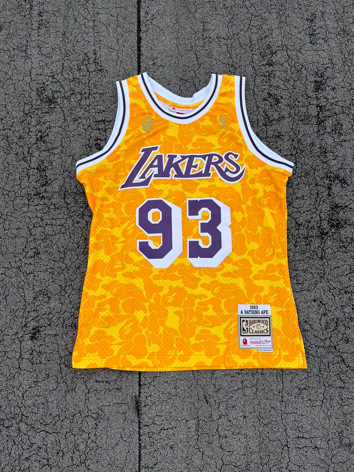 Bape Bape x Mitchell & Ness Lakers Swingman Jersey | Grailed