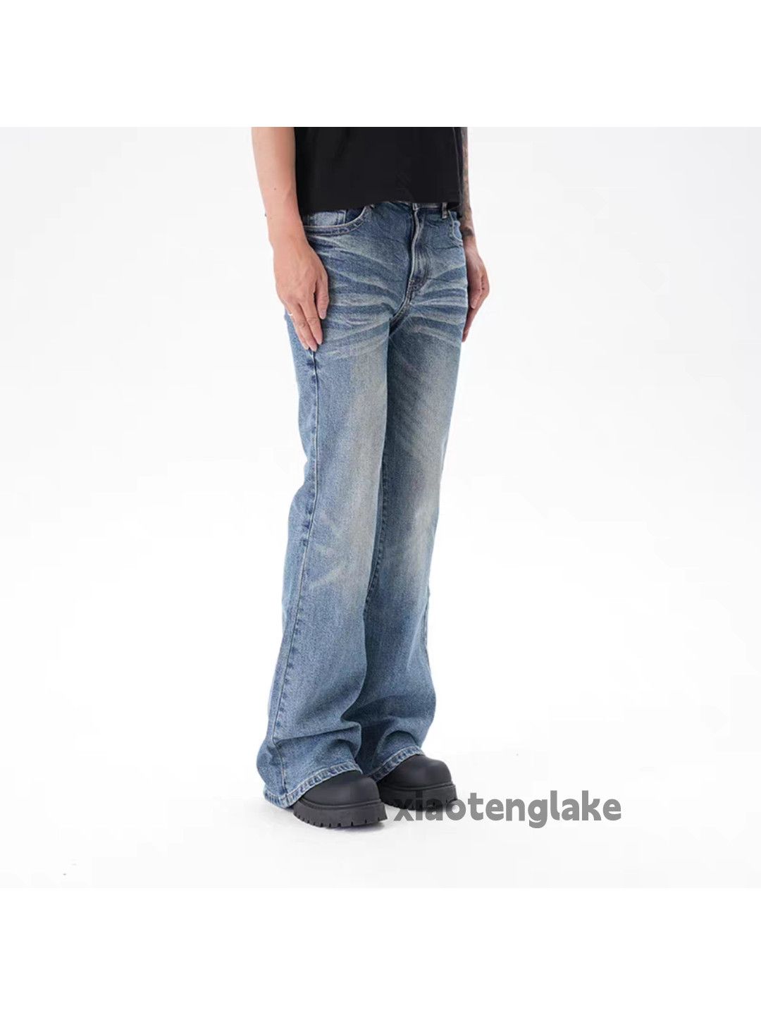 Jean Unisex washed faded cleanfit yuppie y2k punk jeans Size US 32 / EU 48 - 9 Thumbnail