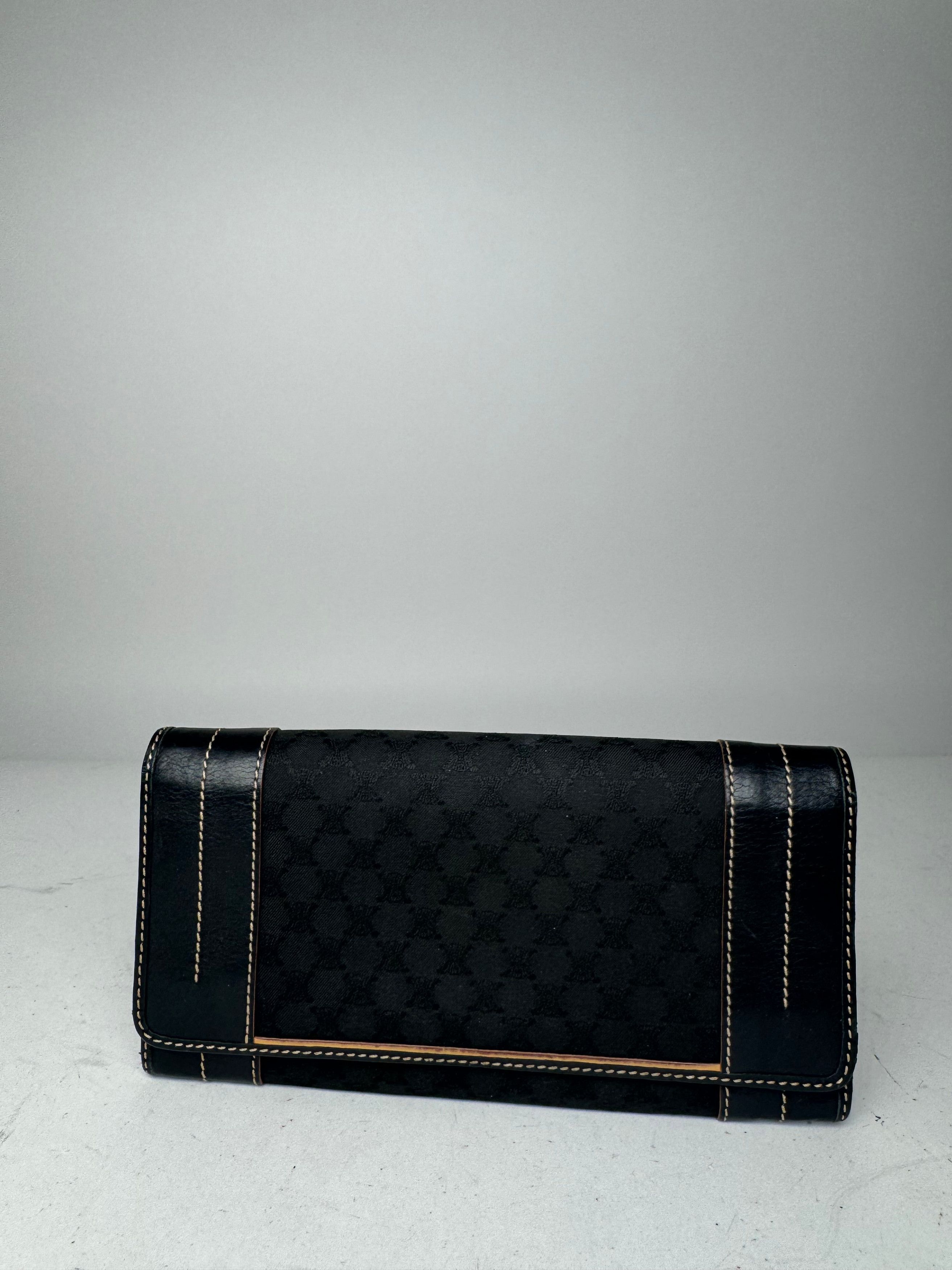 Celine Vintage Paris Monogram Leather Wallet Black Size ONE SIZE - 1 Thumbnail