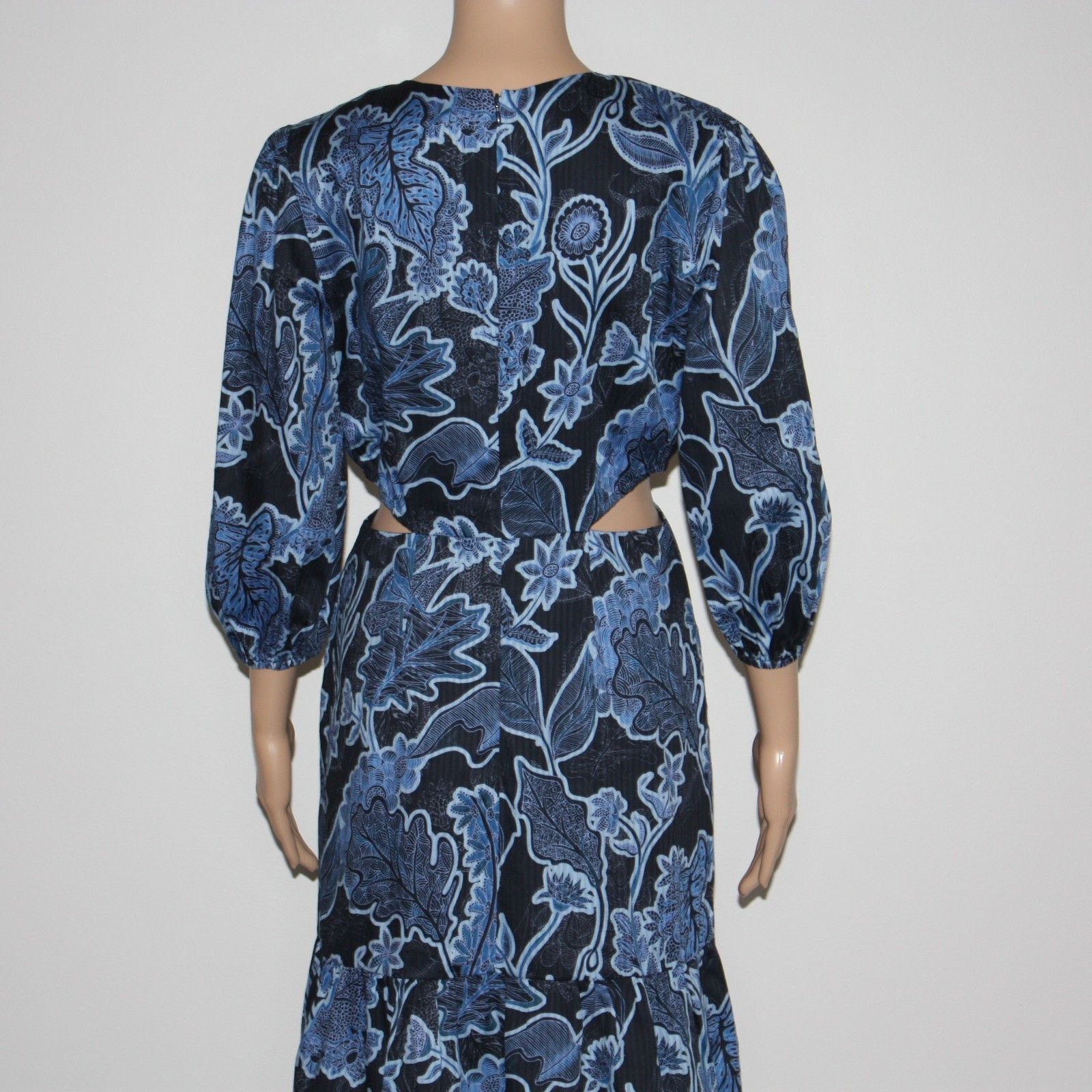 Parker Dixie Printed Tie Waist Marine Safari Blue Dress NWT $348 Size M / US 6-8 / IT 42-44 - 6 Thumbnail