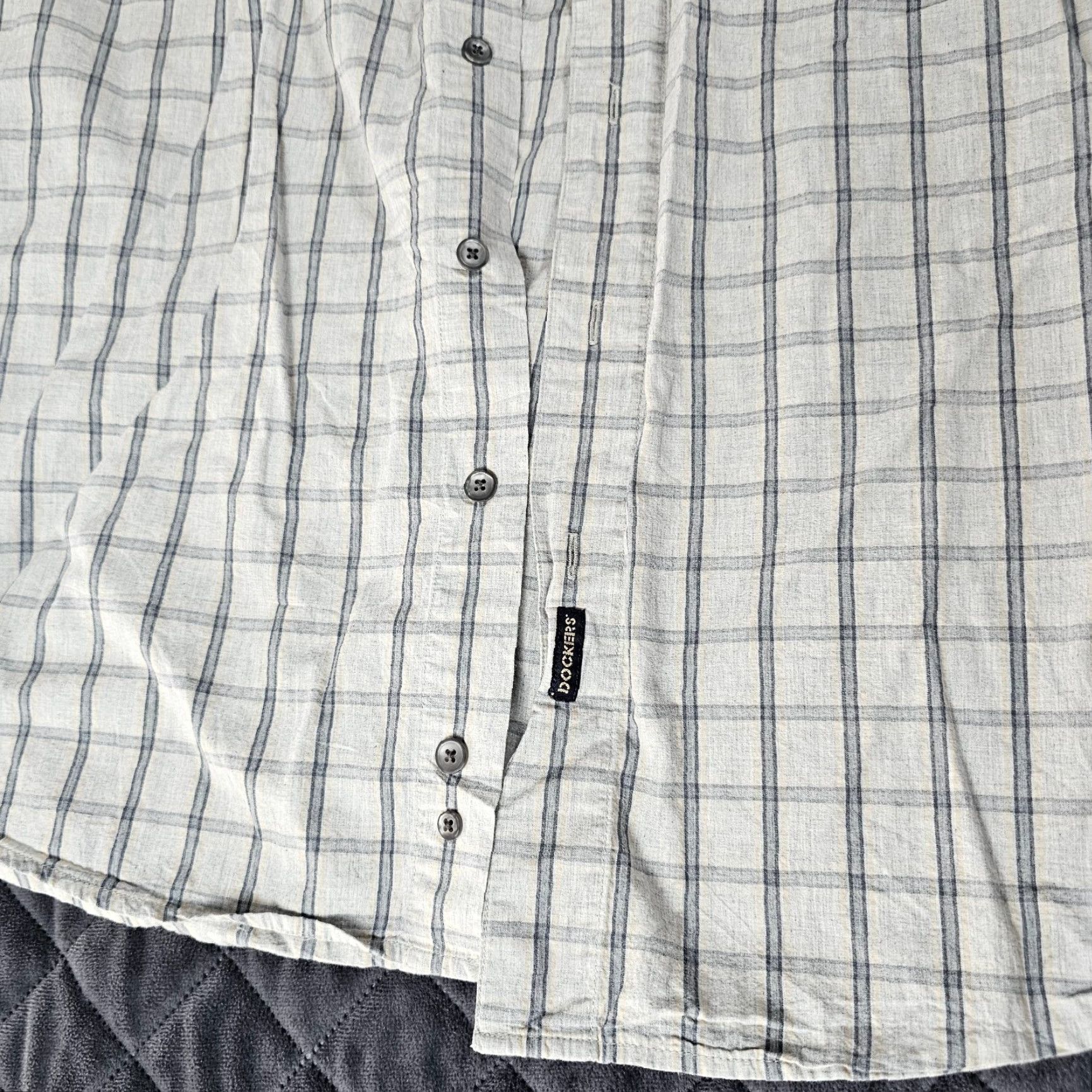 Dockers DOCKERS Button-Up Shirt Men XL Long Sleeve Gray Plaid Cotton Casual Size US XL / EU 56 / 4 - 5 Thumbnail