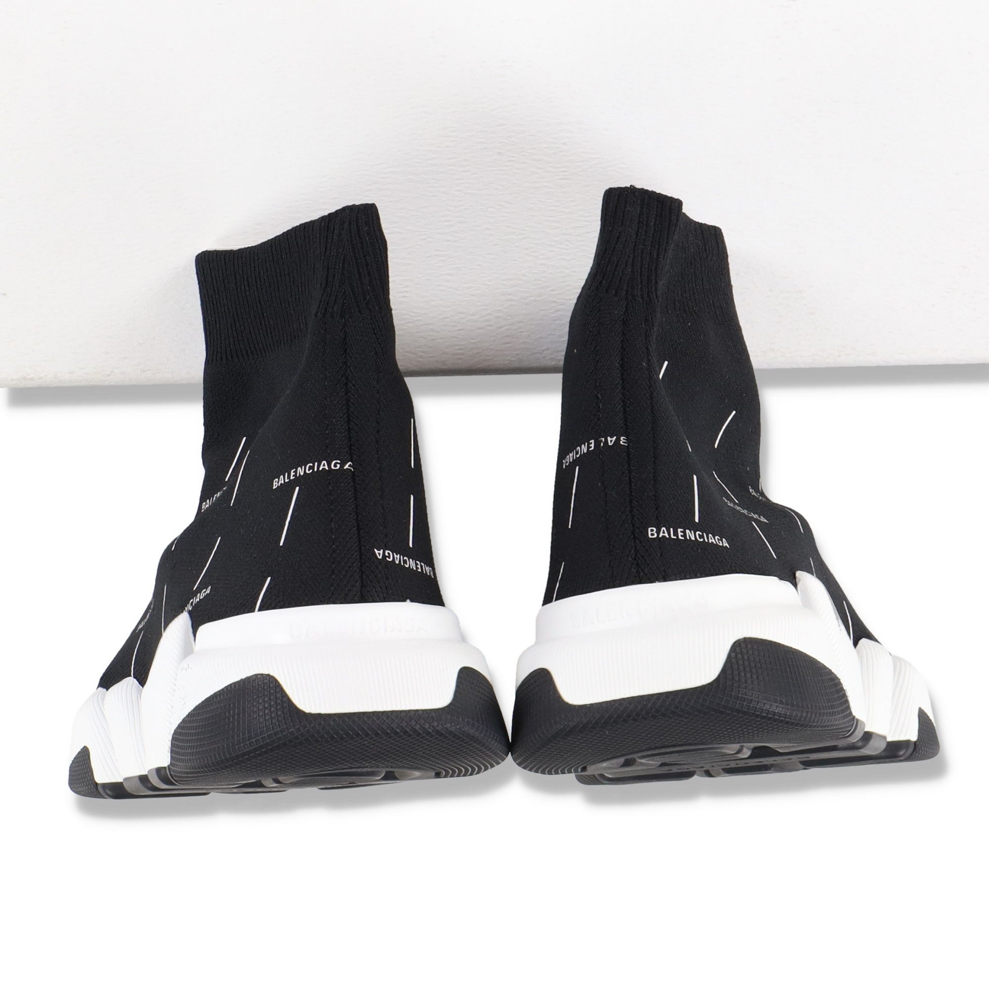 Balenciaga Black Speed 2.0 Allover Logo Trainers Size US 6 / IT 36 - 9 Thumbnail