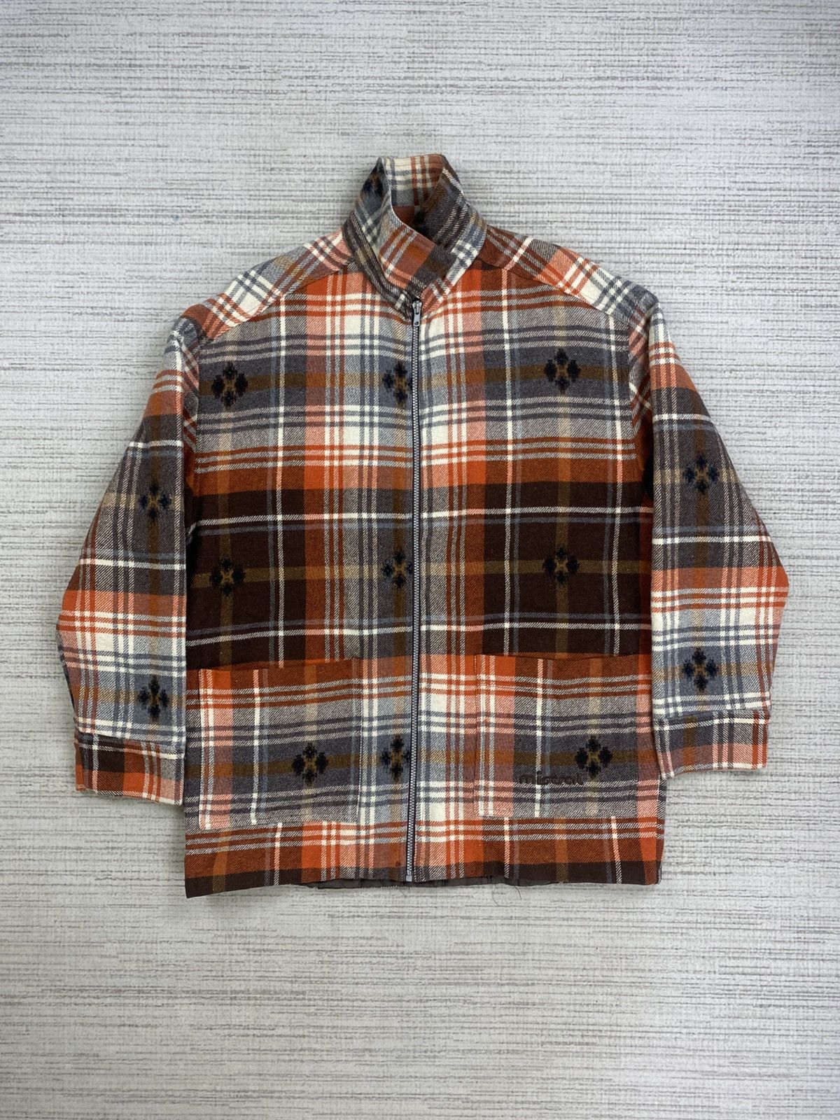 Portuguese Flannel × Vintage Vintage Mistral Made In Portugal Orange Checker Flannel Size US L / EU 52-54 / 3 - 6 Thumbnail