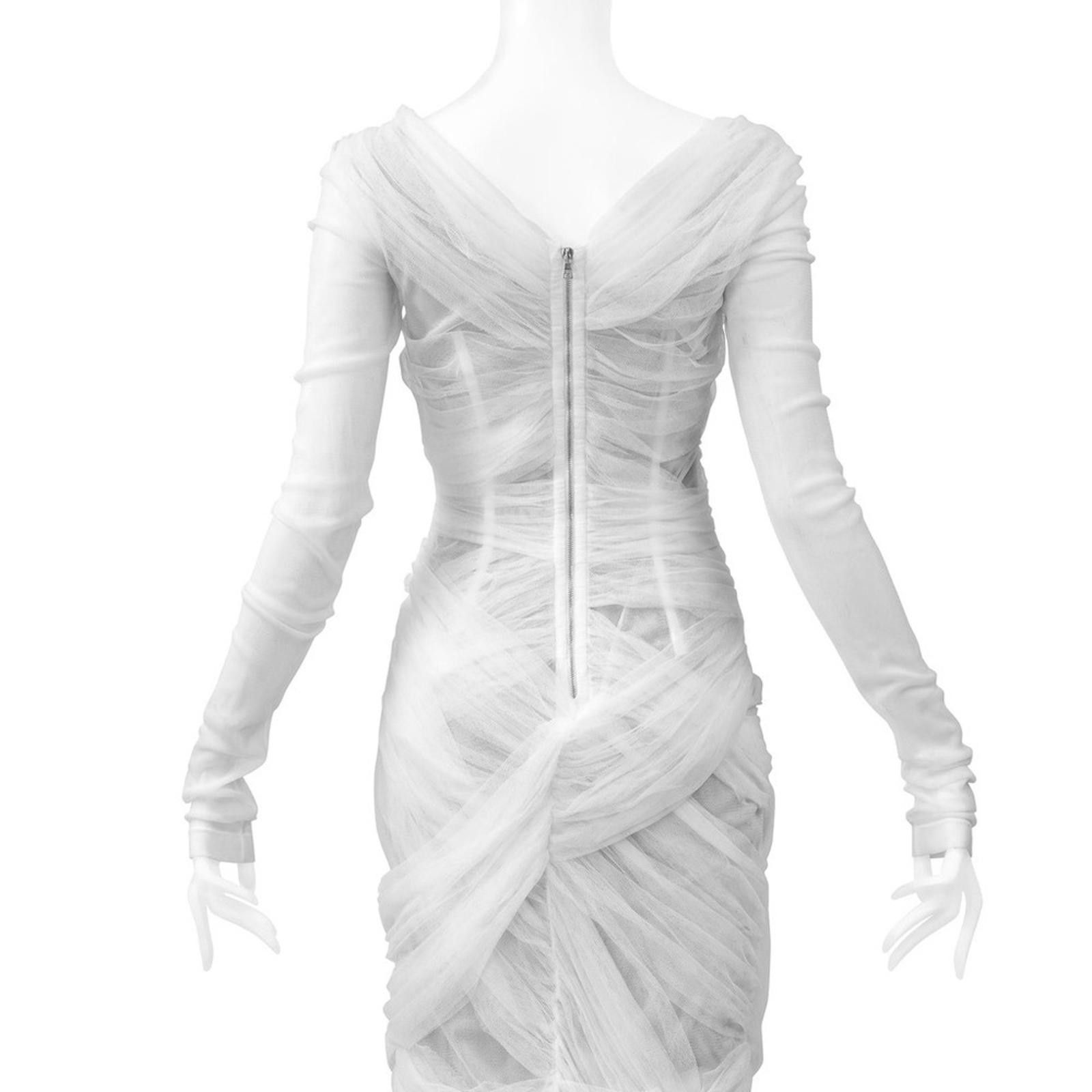 Dolce & Gabbana RARE Dolce & Gabbana Archival Mummy White Layered Mesh Dress Size XS / US 0-2 / IT 36-38 - 6 Thumbnail