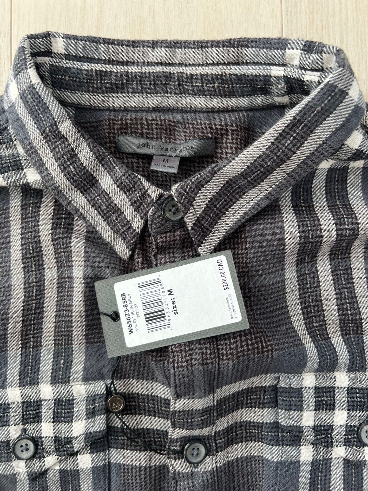 John Varvatos John Varvatos Dale Plaid Button-Up Shirt Iron Grey ( M ) Size US M / EU 48-50 / 2 - 2 Thumbnail
