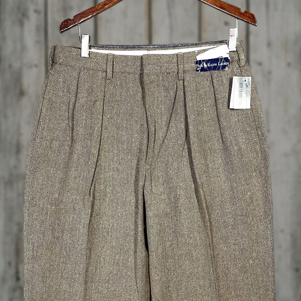 Polo Ralph Lauren VINTAGE Polo Ralph Lauren Pants Dress Pants 33x35 Herringbone Wool Cotton Brown 90s 80s Mens Size US XS / EU 42 / 0 - 1 Thumbnail