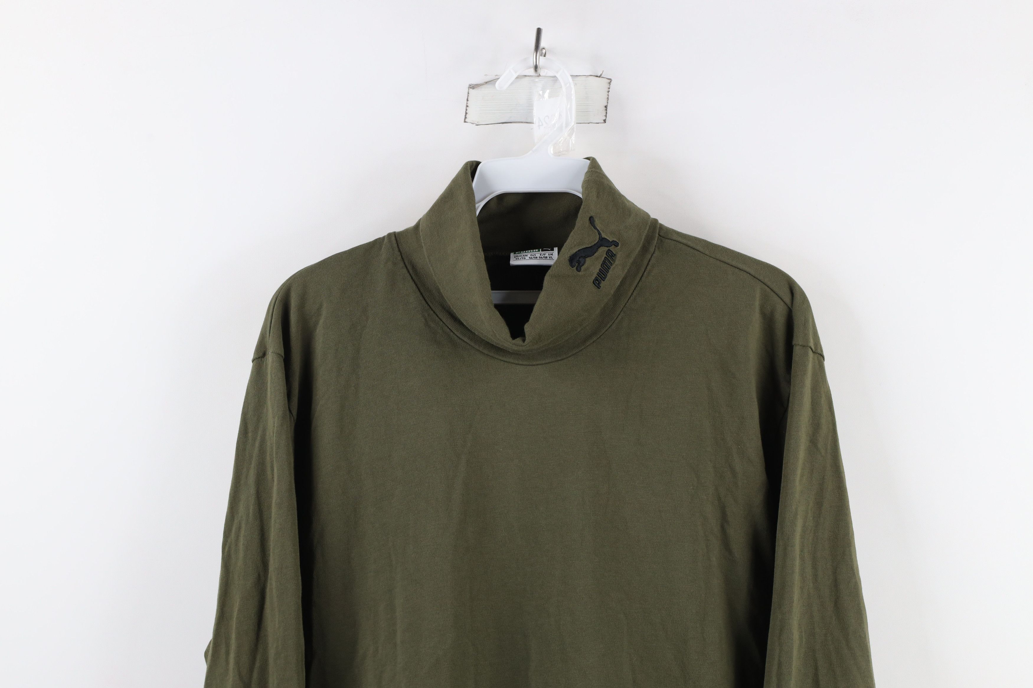 Puma × Vintage Vintage 90s Puma Out Long Sleeve Turtleneck T-Shirt Olive Size US XL / EU 56 / 4 - 2 Thumbnail