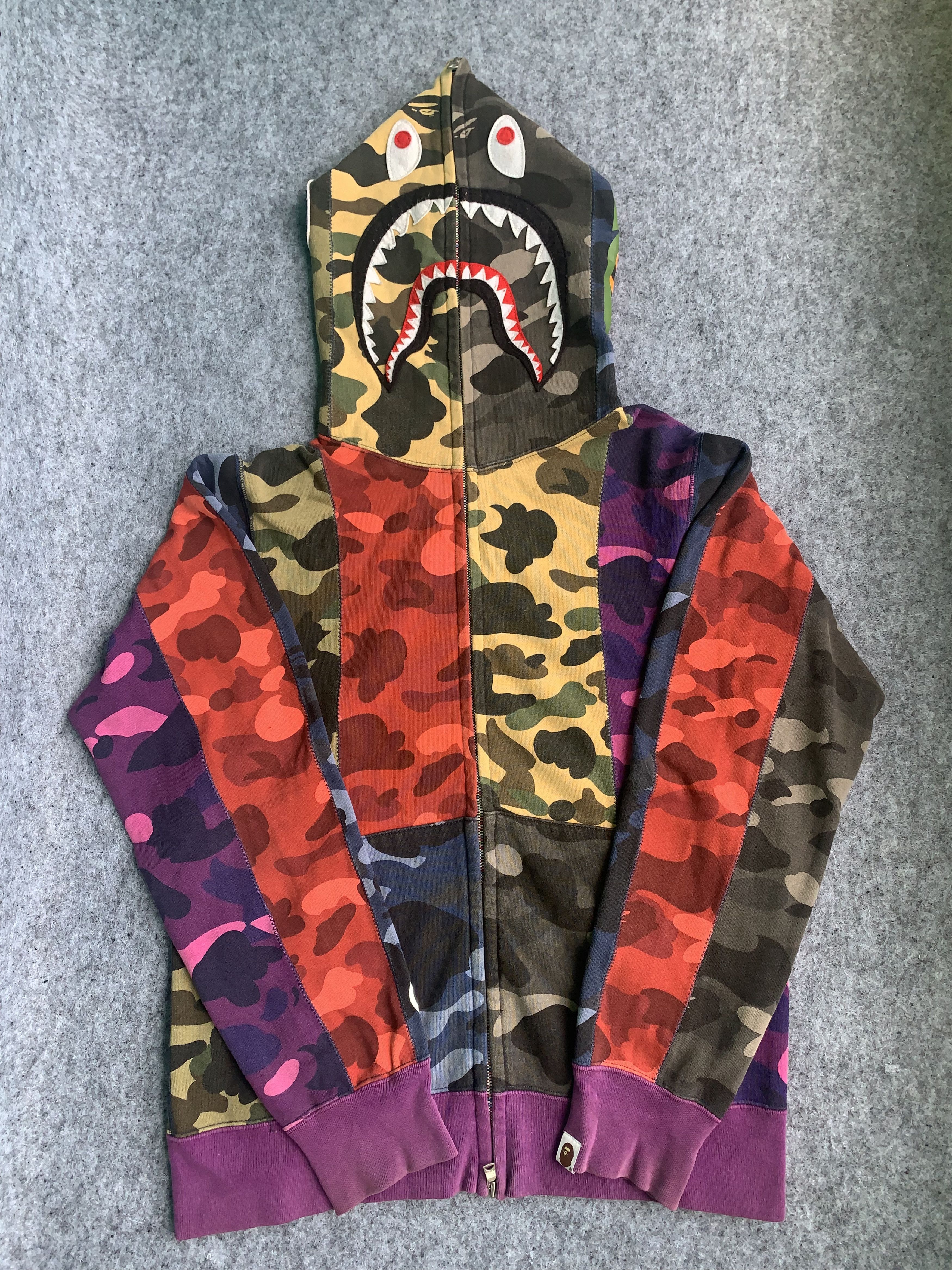 image of Bape Mix Camo Crazy Shark Full Zip Hoodie, Men's (Size Medium)