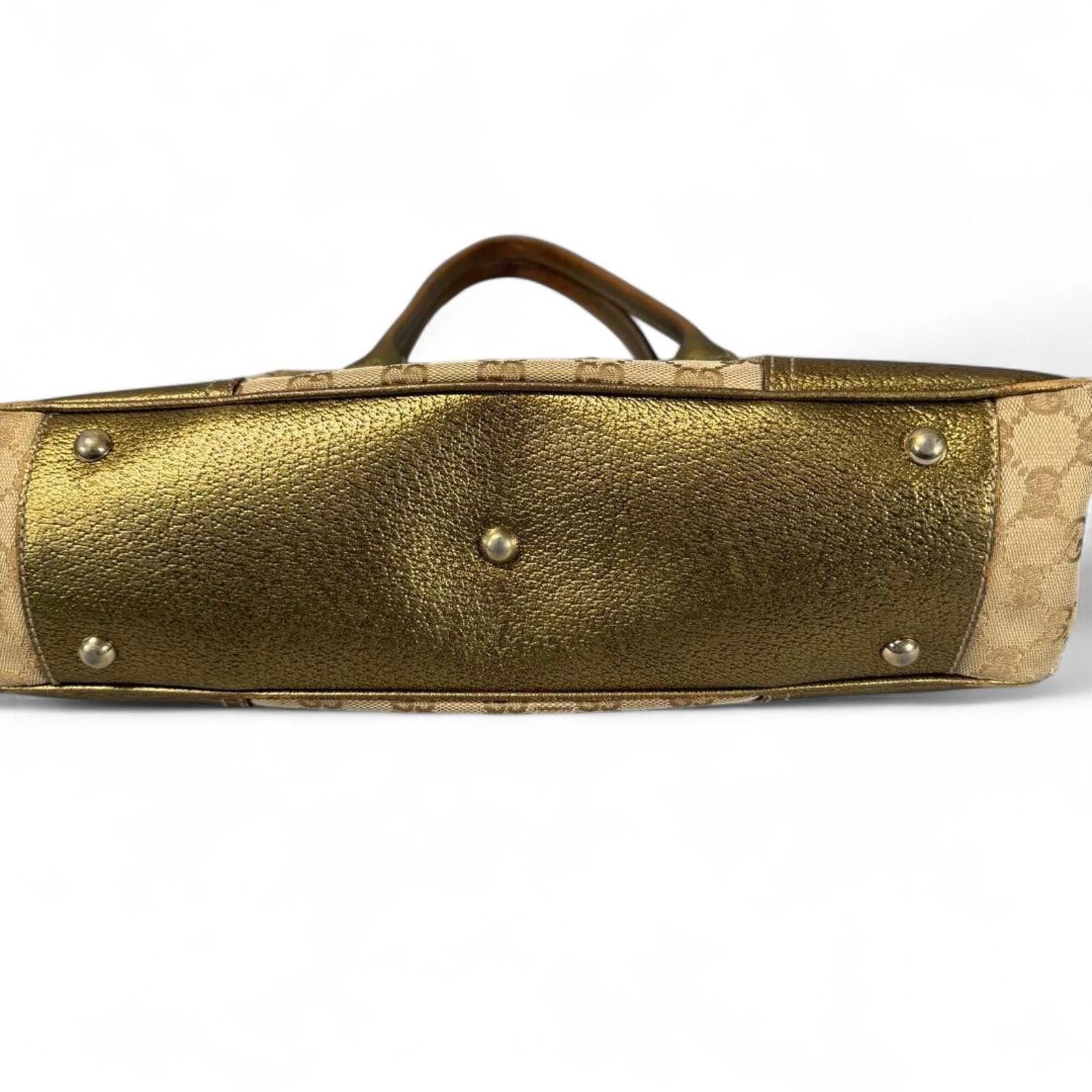 Gucci Gucci - Beige Monogram Canvas Handbag with Gold Leather Trim Size ONE SIZE - 5 Thumbnail